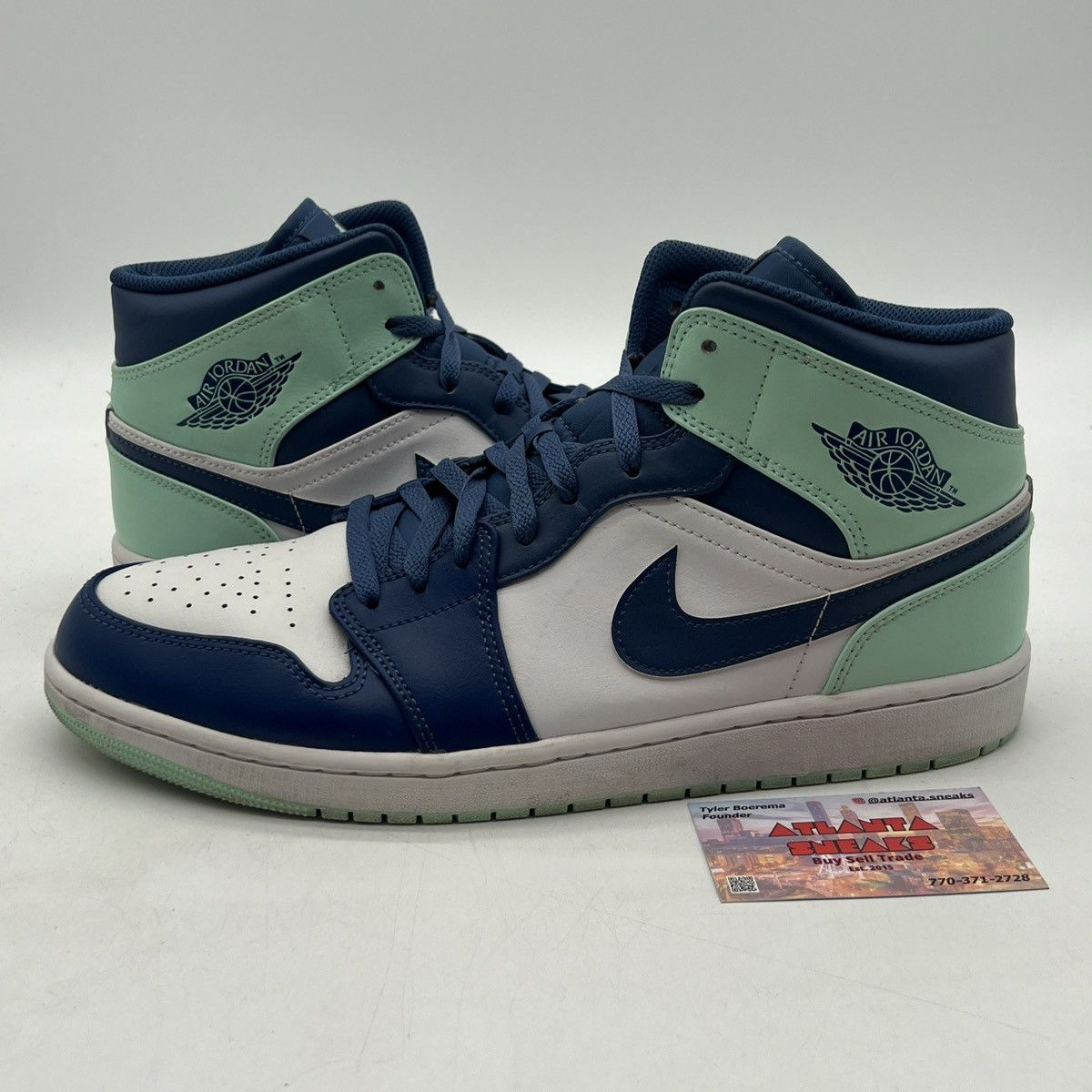 Nike Air Jordan 1 mid blue mint Size US 12.5 / EU 45-46 - 1 Thumbnail