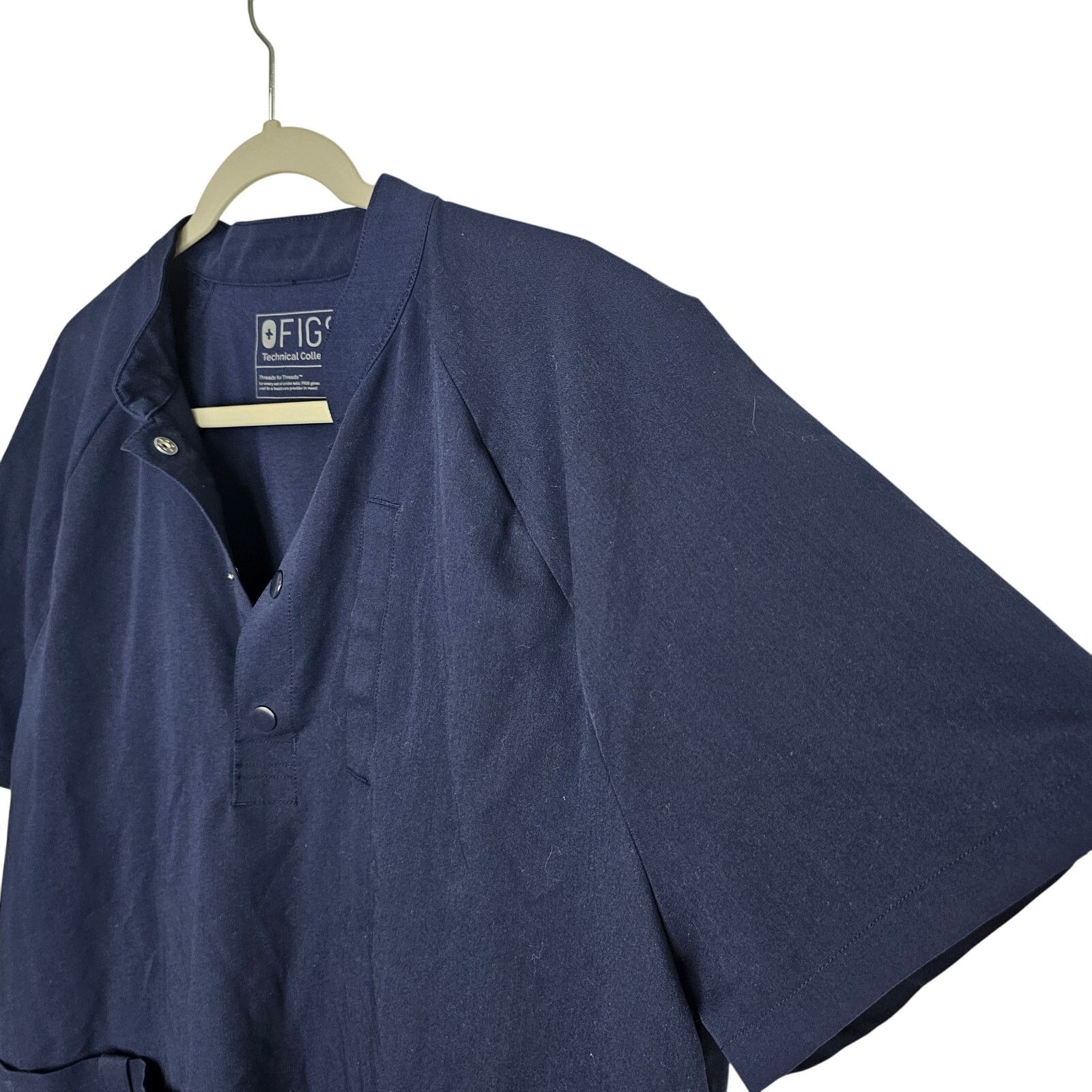 Figue Figs Mens Navy Blue Scrub Top Snap Henley Patch Pockets L Size US L / EU 52-54 / 3 - 4 Thumbnail