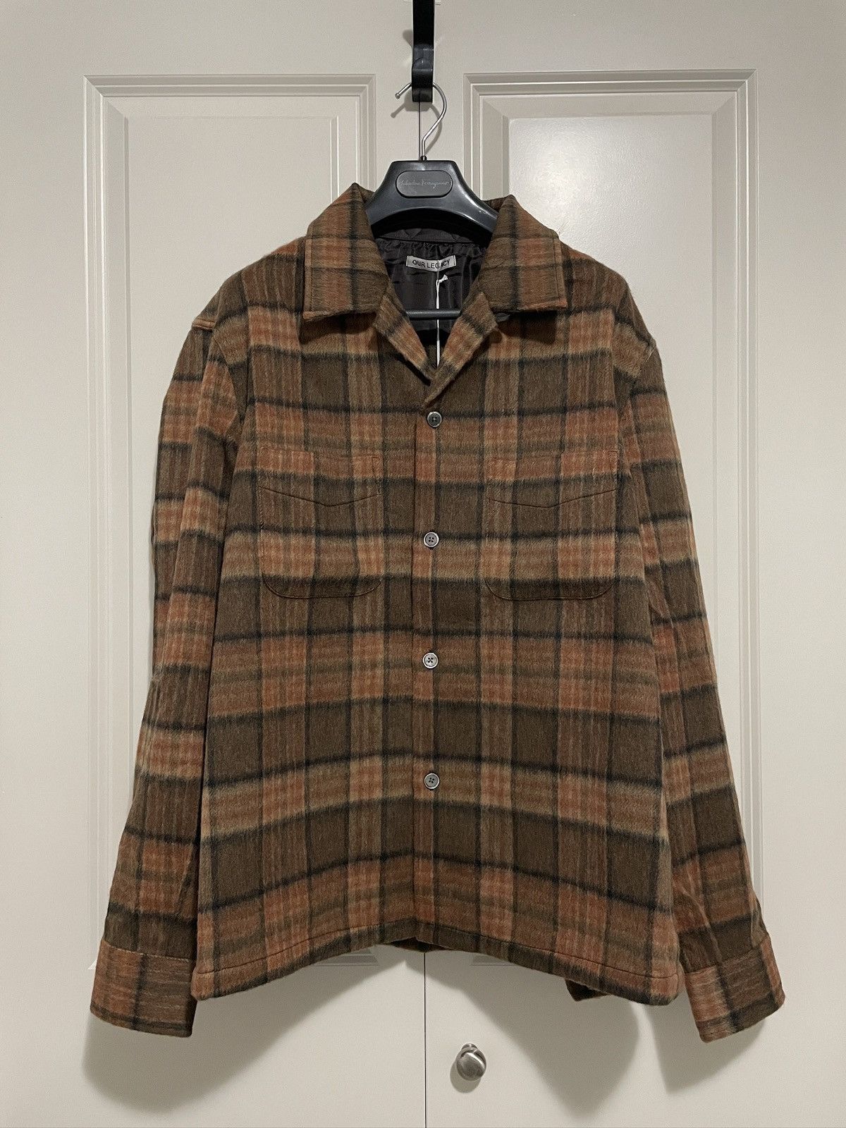 image of Our Legacy Heusen Shirt Fox Brown Check, Men's (Size Medium)