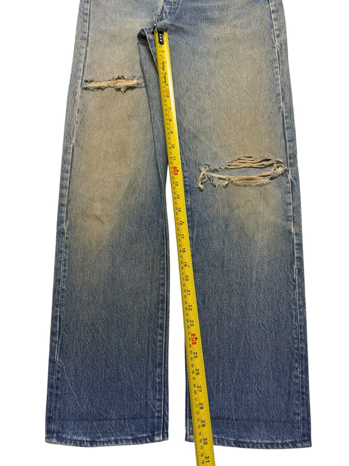 Levi's Vintage 70s Levis 501 Blue Mud Wash Distressed Straight Leg Size US 31 - 11 Thumbnail