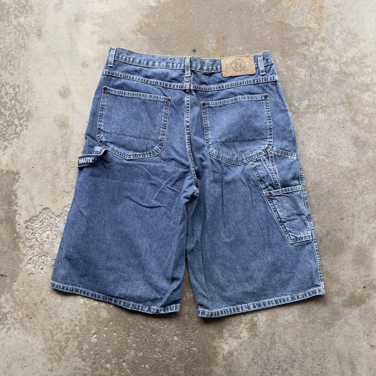 image of Nautica Baggy Denim Carpenter Skater Jean Shorts in Blue, Men's (Size 34)