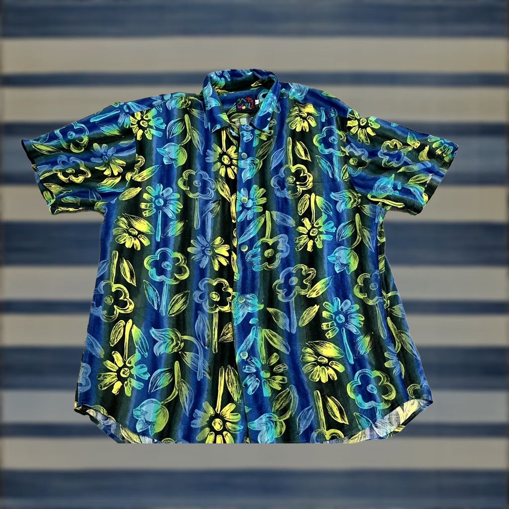 Jams World Jams World Blue Floral Short Sleeve Shirt Large Mens Button-Up Shirt Size US L / EU 52-54 / 3 - 1 Thumbnail