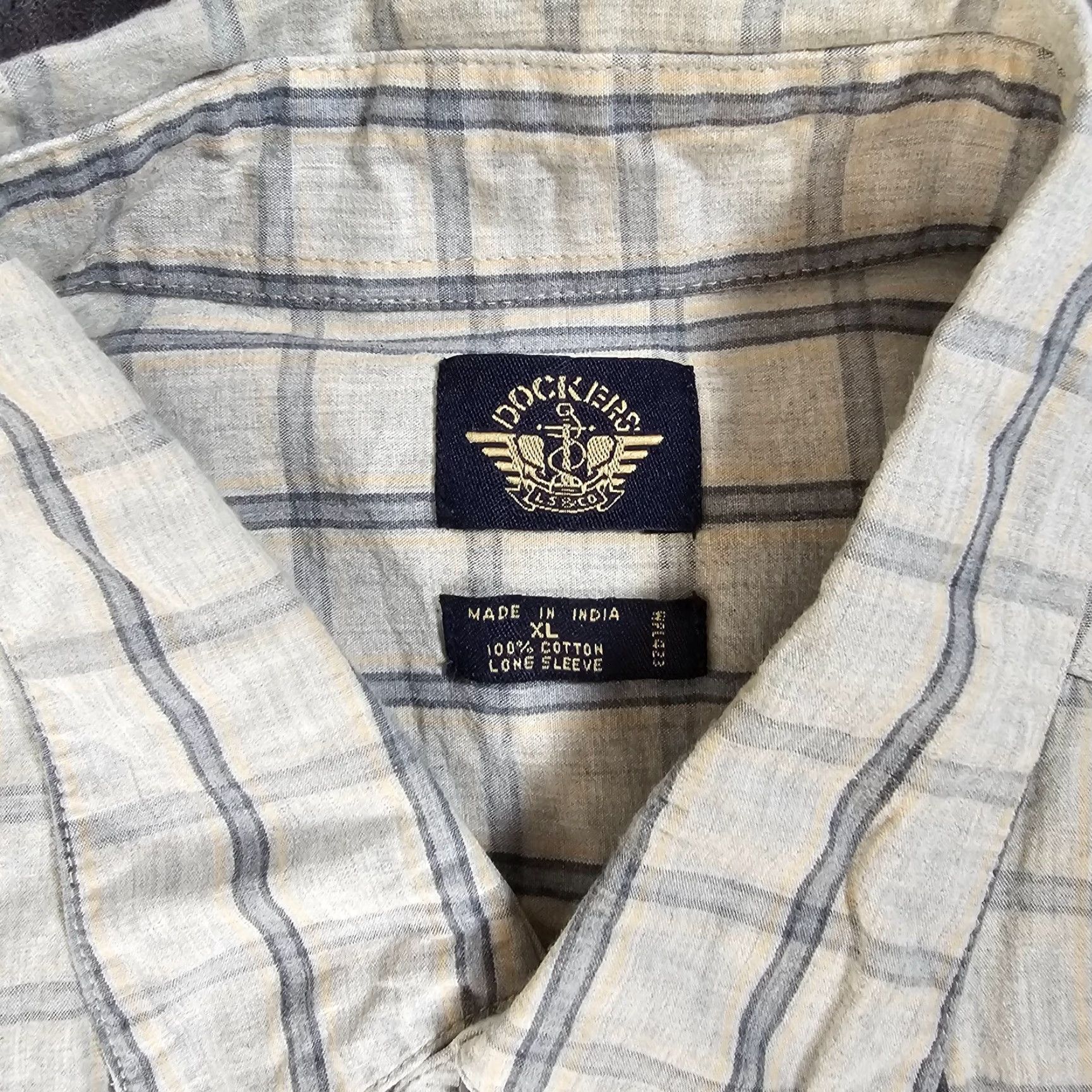 Dockers DOCKERS Button-Up Shirt Men XL Long Sleeve Gray Plaid Cotton Casual Size US XL / EU 56 / 4 - 2 Thumbnail