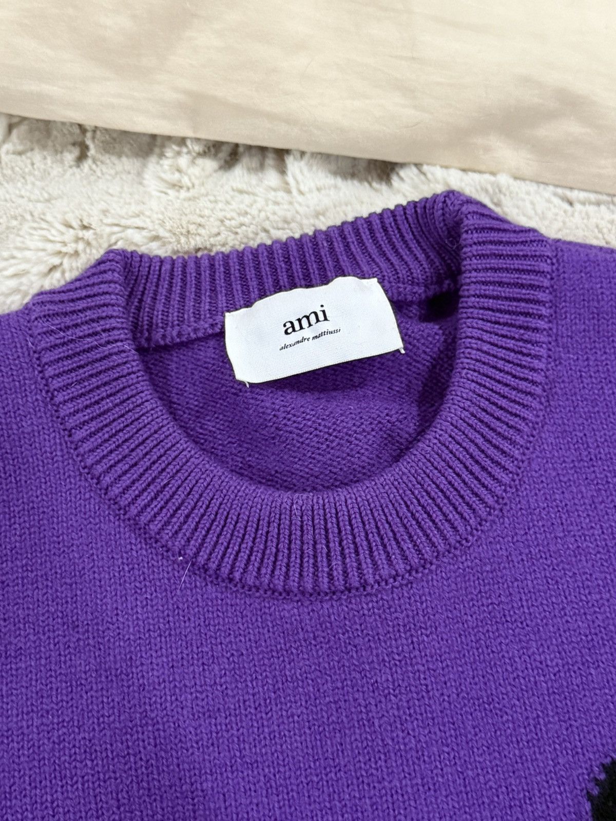 AMI Ami Coeur Purple Knit Sweater Size US M / EU 48-50 / 2 - 3 Thumbnail