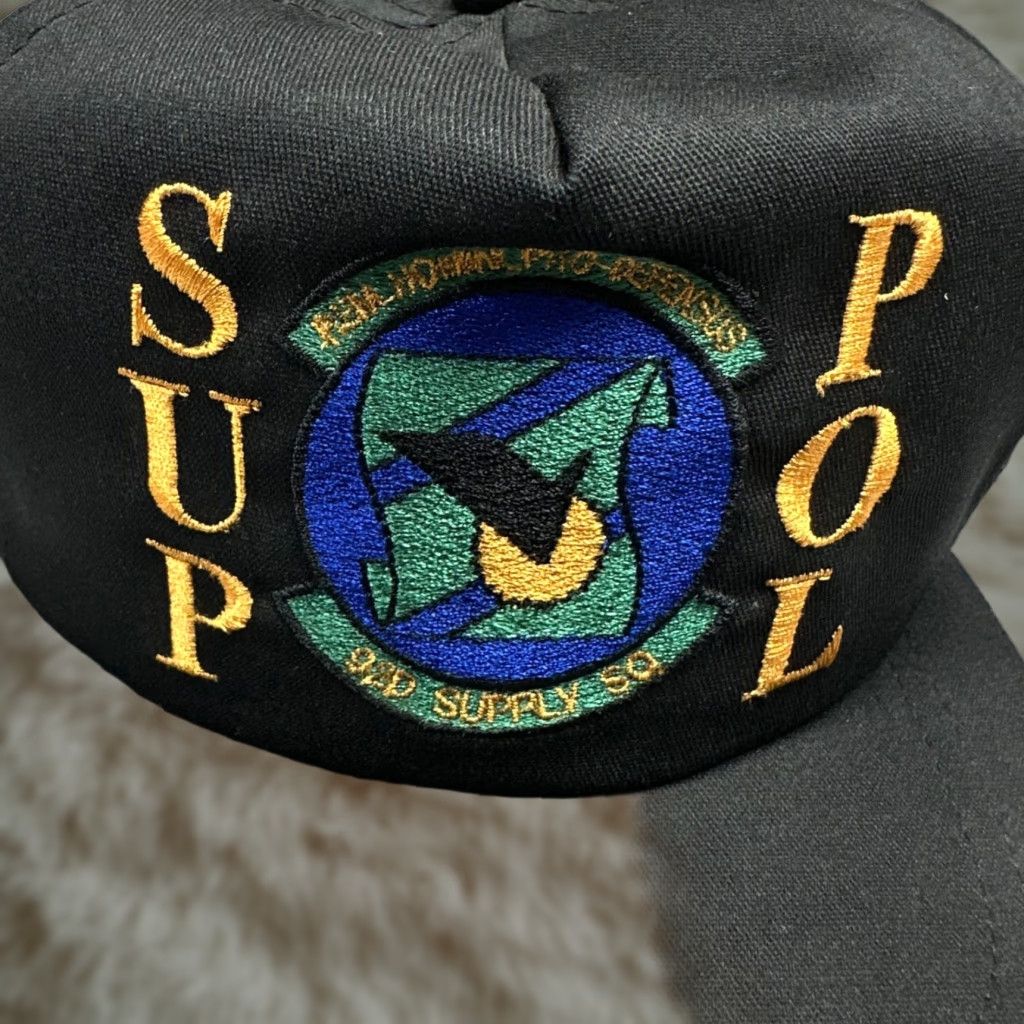 Vintage VINTAGE USAF SUP POL 92nd Supply Squadron Black Snapback Hat Men One Size Black Snapback Baseball Cap Size ONE SIZE - 1 Thumbnail