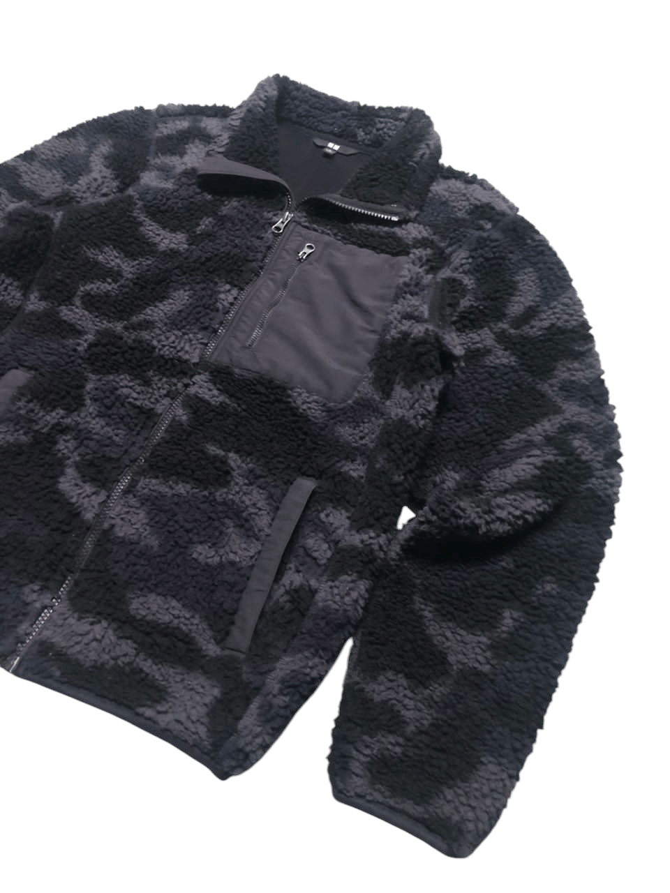 Japanese Brand × Lemaire × Uniqlo Uniqlo Deep Pile Fleece Zipper Jacket Black Camouflage Size US S / EU 44-46 / 1 - 7 Thumbnail