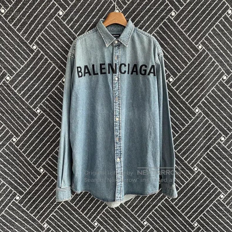 Balenciaga Balenciaga Vintage logo long-sleeve shirt denim jacket Size US XXS / EU 40 - 1 Thumbnail