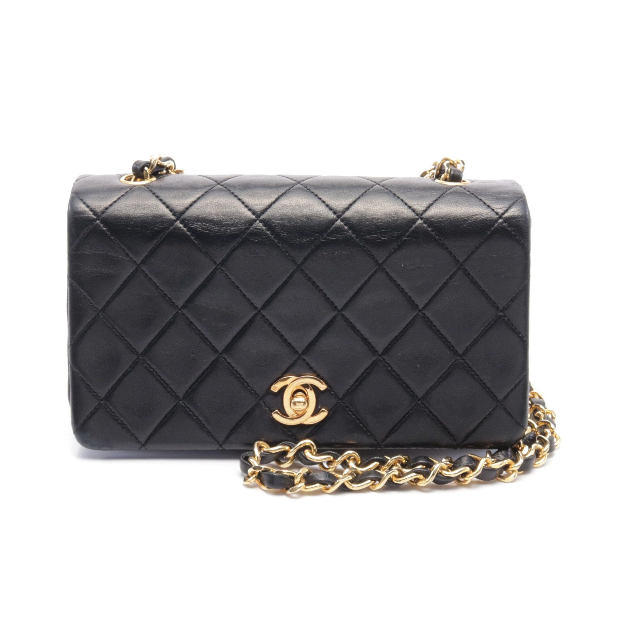 Chanel Chanel Mini Matelasse Full Flap Chain Shoulder Bag Lambskin Black Gold Hardware Size ONE SIZE - 1 Thumbnail
