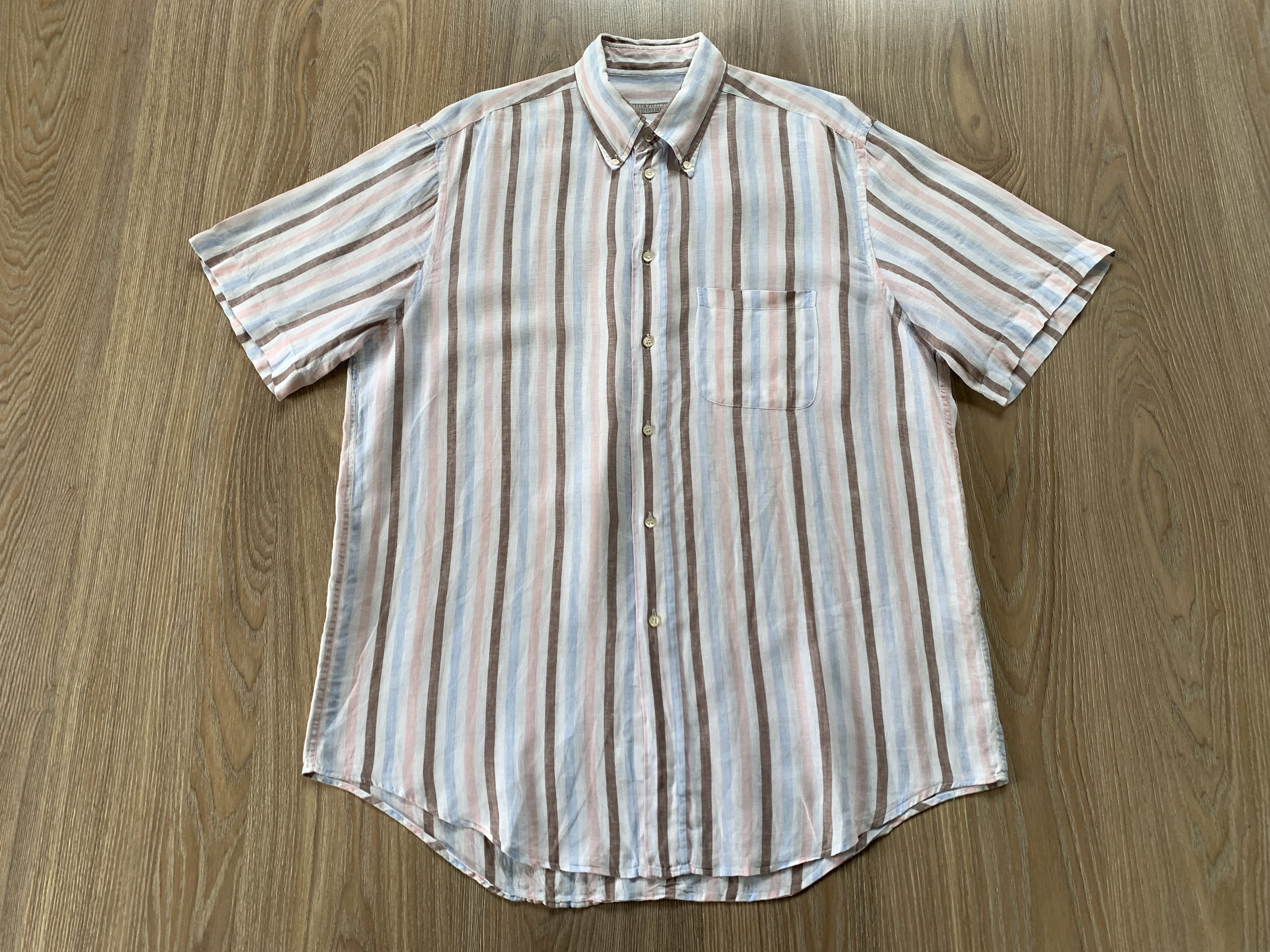 Hugo Boss Robert Friedman Linen Stripe Long Sleeve Shirt Size US L / EU 52-54 / 3 - 2 Thumbnail
