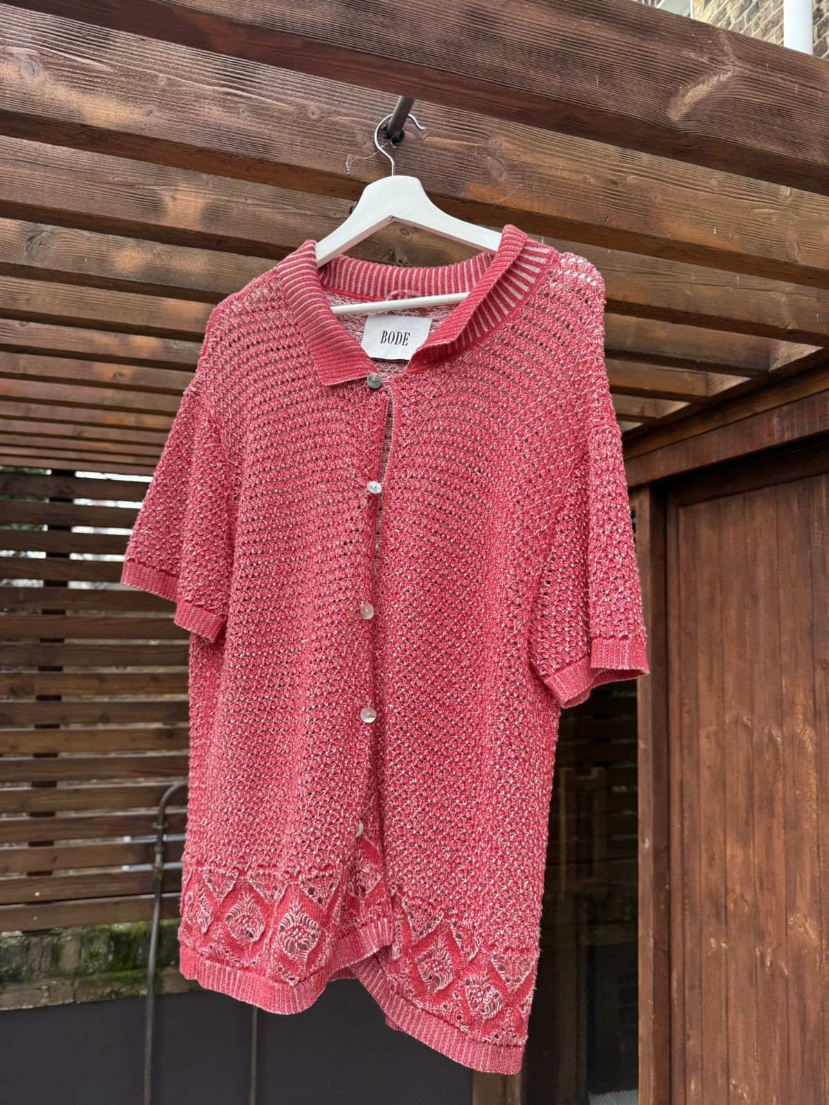 Bode BODE Duotone Lace Shirt - Red - great condition Size US M / EU 48-50 / 2 - 4 Thumbnail