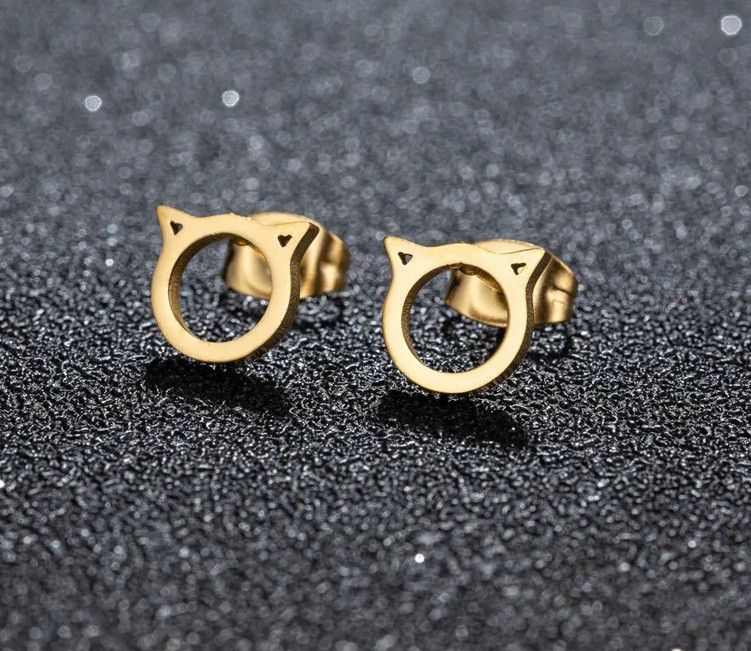Jewelry Cute Cat Stud Earrings Charm Earring Gift Size ONE SIZE - 1 Preview