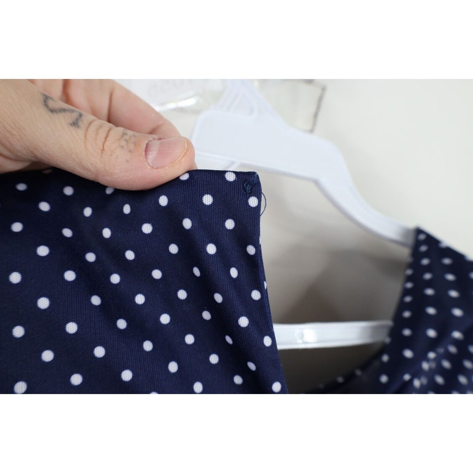 Vintage Vintage 70s Country Primitive Polka Dot Lace Trim Dress Size XXL / US 16-18 / IT 52-54 - 9 Thumbnail