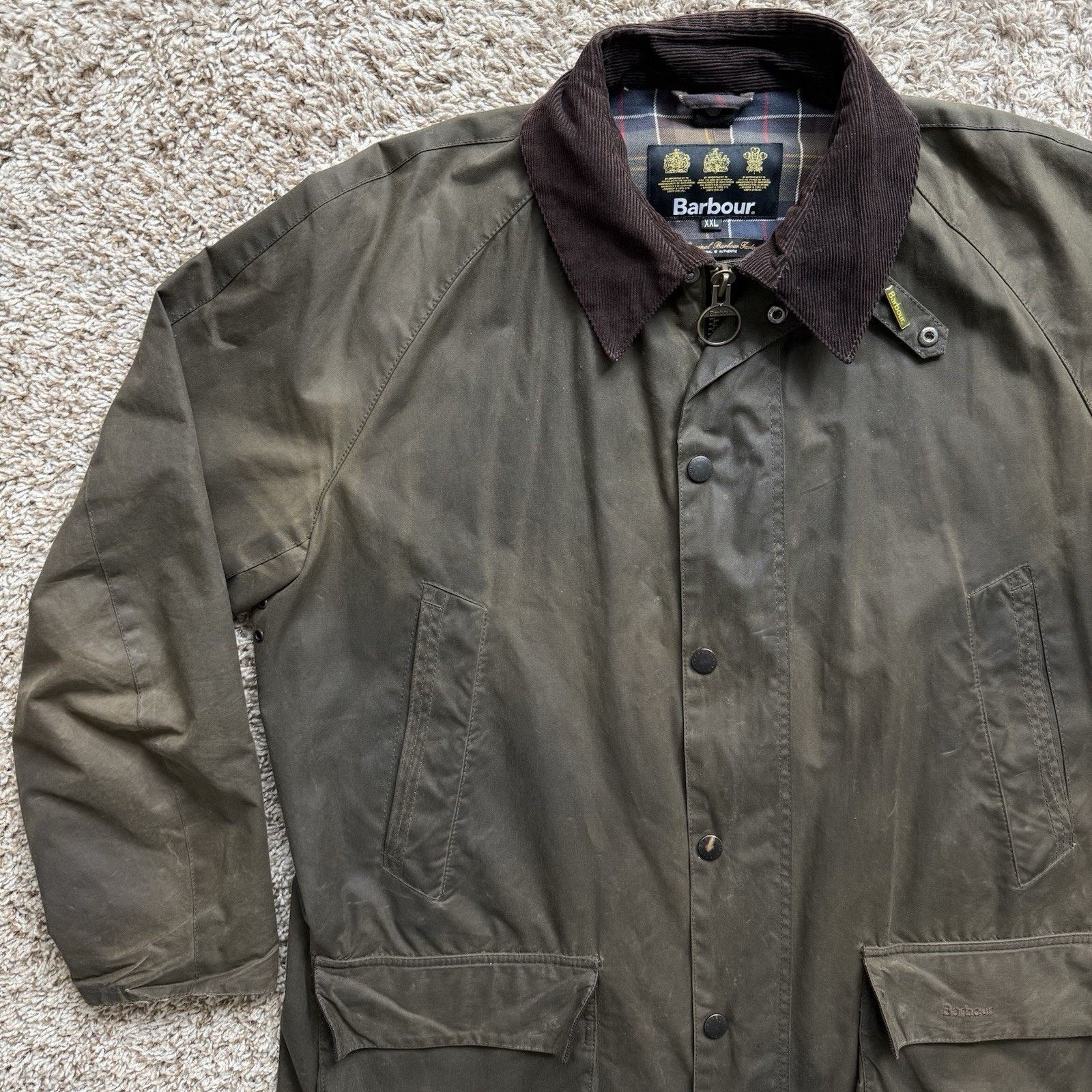 Barbour Barbour Bristol Waxed Jacket Olive Green Tartan Cotton XXL Size US XXL / EU 58 / 5 - 12 Thumbnail