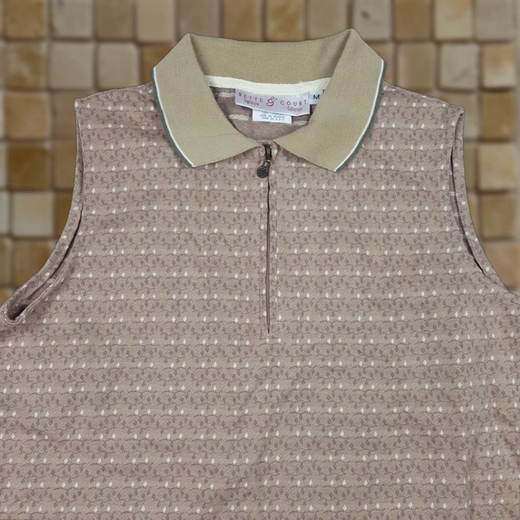 Vintage VINTAGE Preppy Brown Floral Flower Golf Size Medium Sleeveless Tennis Polo Shirt Vest Size M / US 6-8 / IT 42-44 - 1 Thumbnail