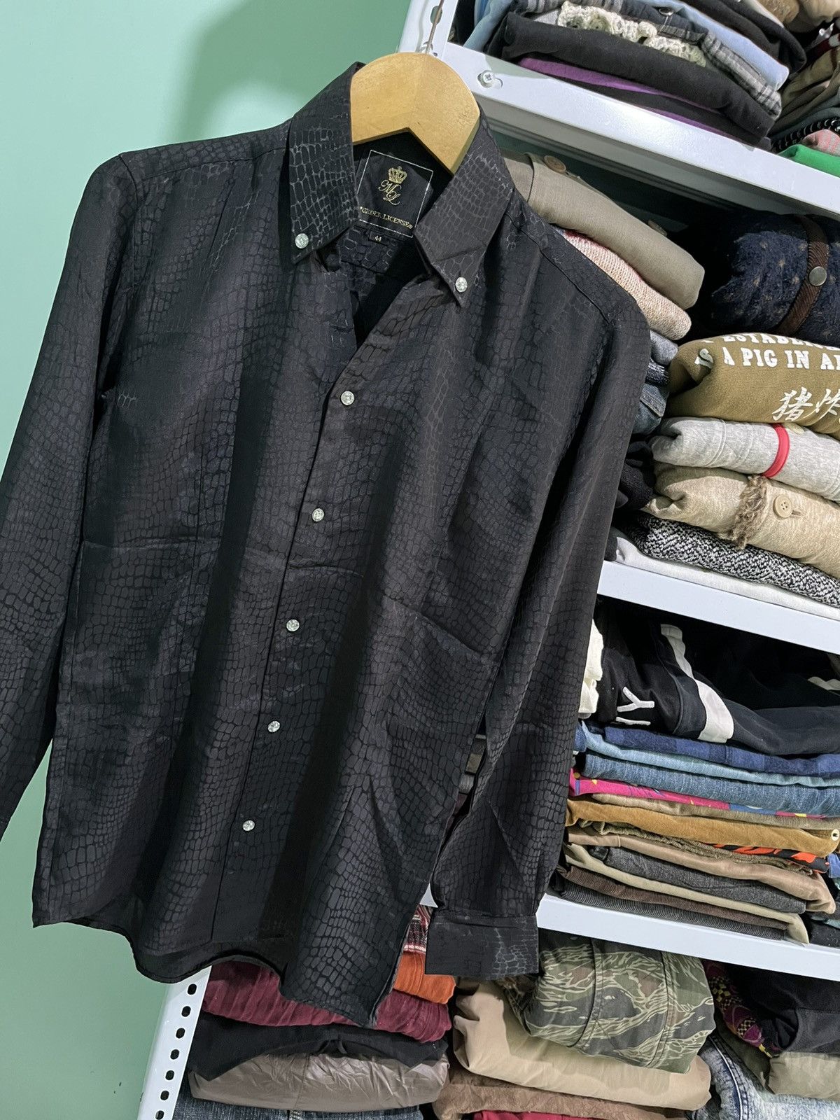 Murder License Murder License Crocodile Skin Motif Silk Shirt Size US S / EU 44-46 / 1 - 3 Thumbnail