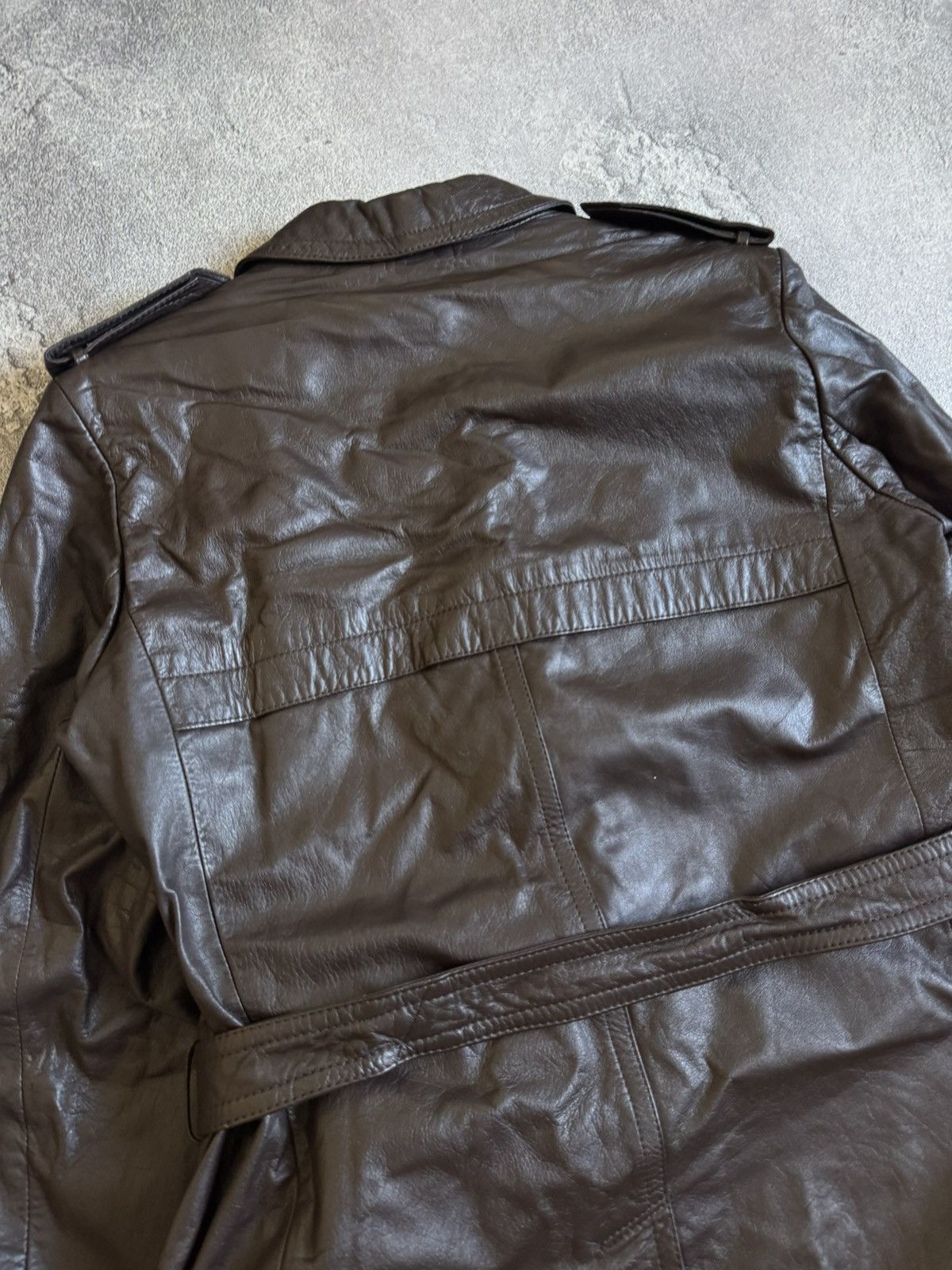 Genuine Leather Retro 52size vintage leather brown coat jacket + lining 90s Size US L / EU 52-54 / 3 - 18 Thumbnail