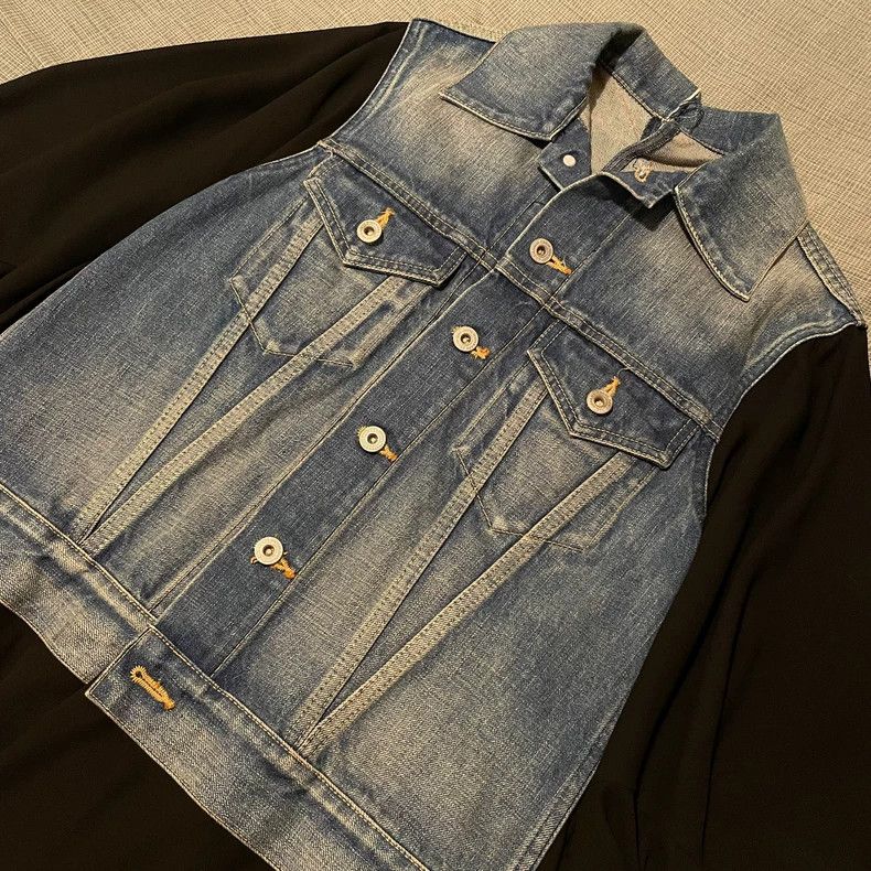 Junya Watanabe Junya watanabe Denim sideline denim stitching chiffon dres Size S / US 4 / IT 40 - 4 Thumbnail