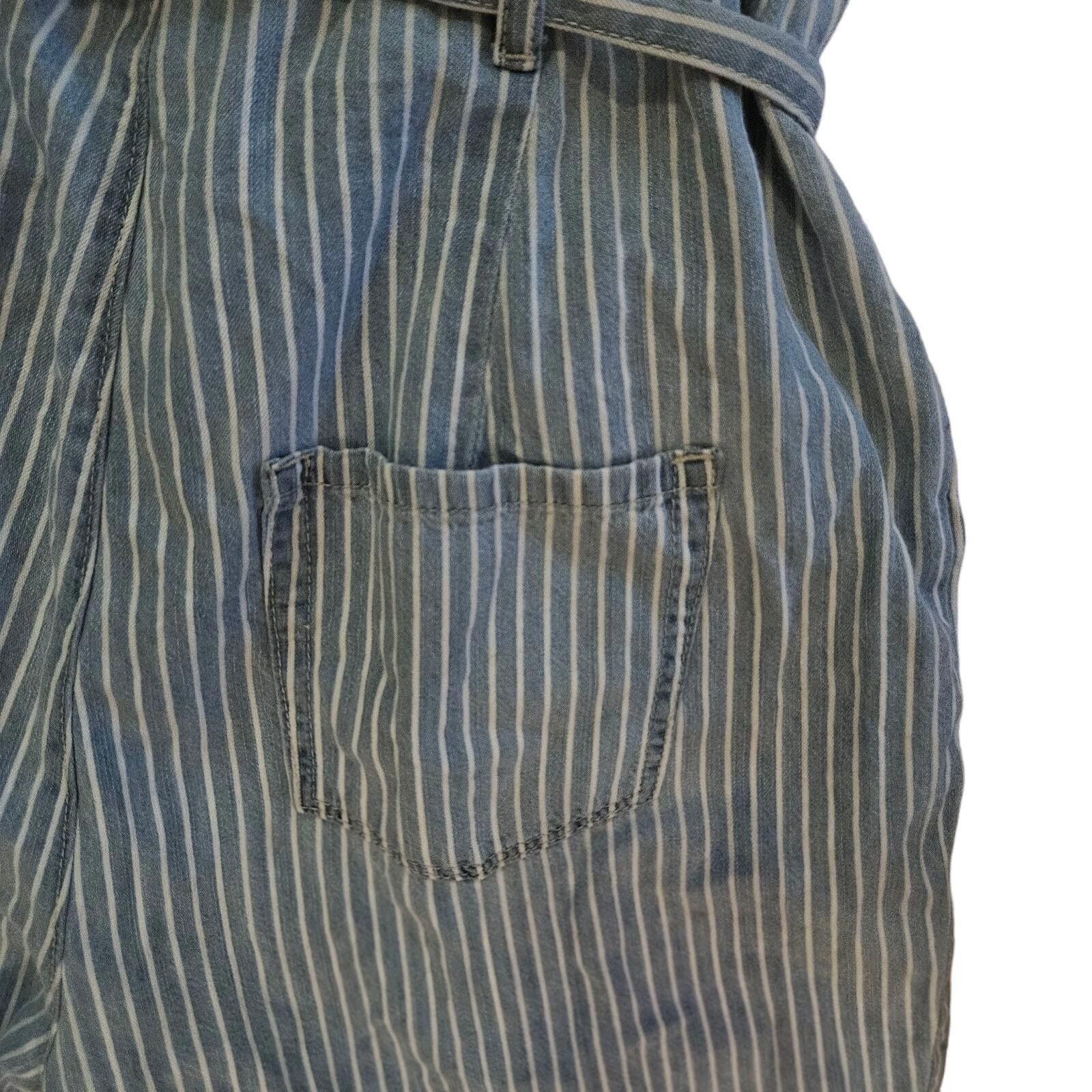 Designer Rewash Striped Denim Jumpsuit Women's Blue White Size Large Size 36" / US 14 / IT 50 - 7 Thumbnail