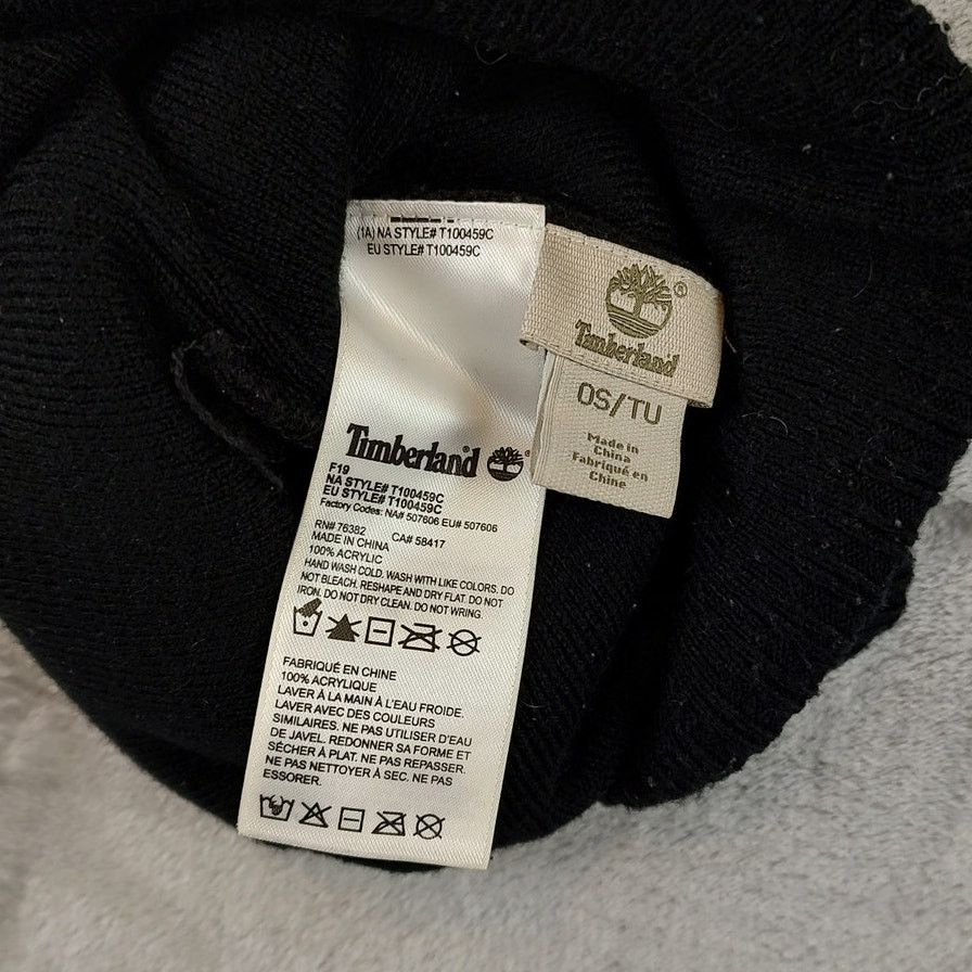 Timberland Timberland grey/black logo pom pom winter beanie unisex OS Size ONE SIZE - 3 Thumbnail
