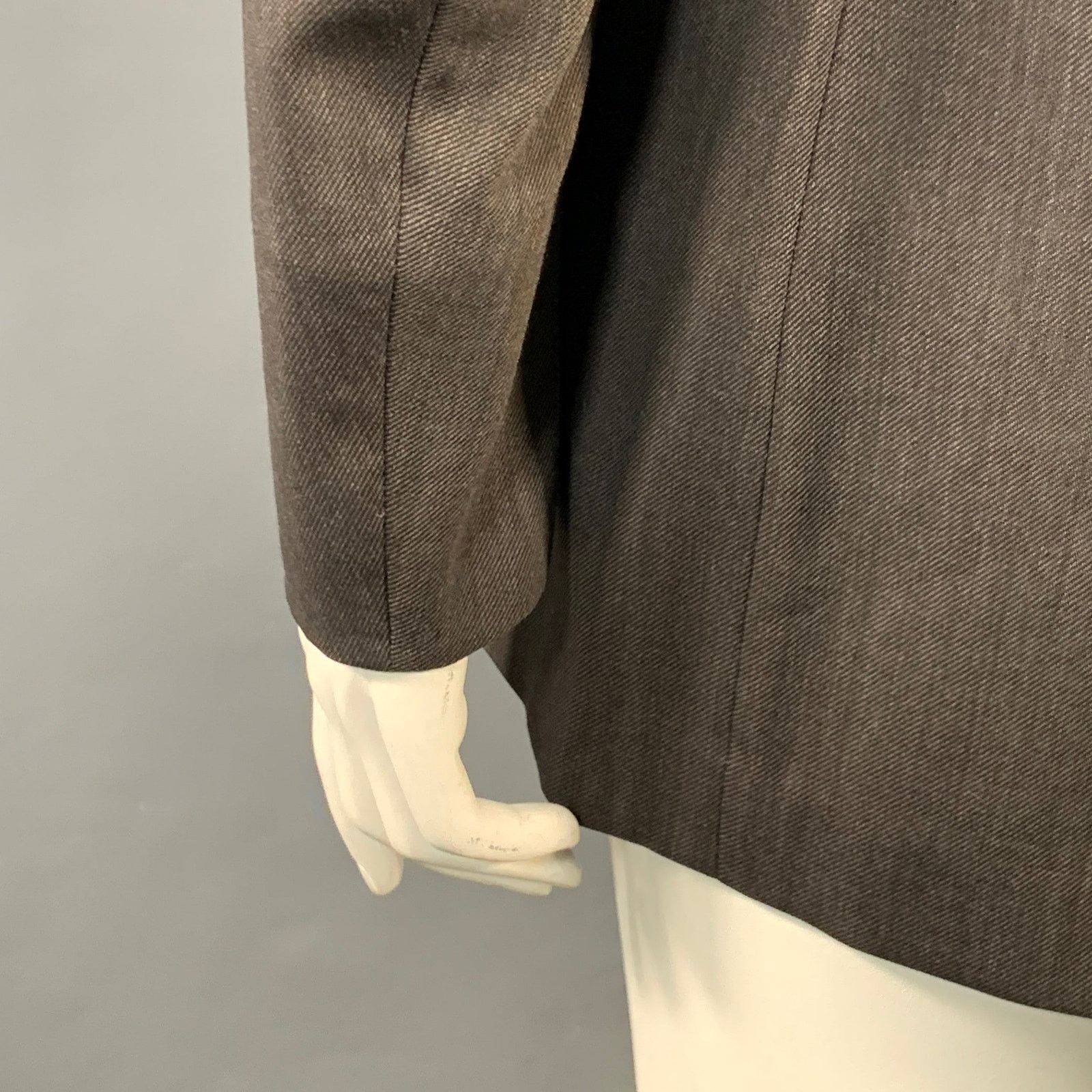 Akris AKRIS Grey Charcoal Wool Twill Peak Lapel Jacket Blazer Size L / US 10 / IT 46 - 4 Thumbnail