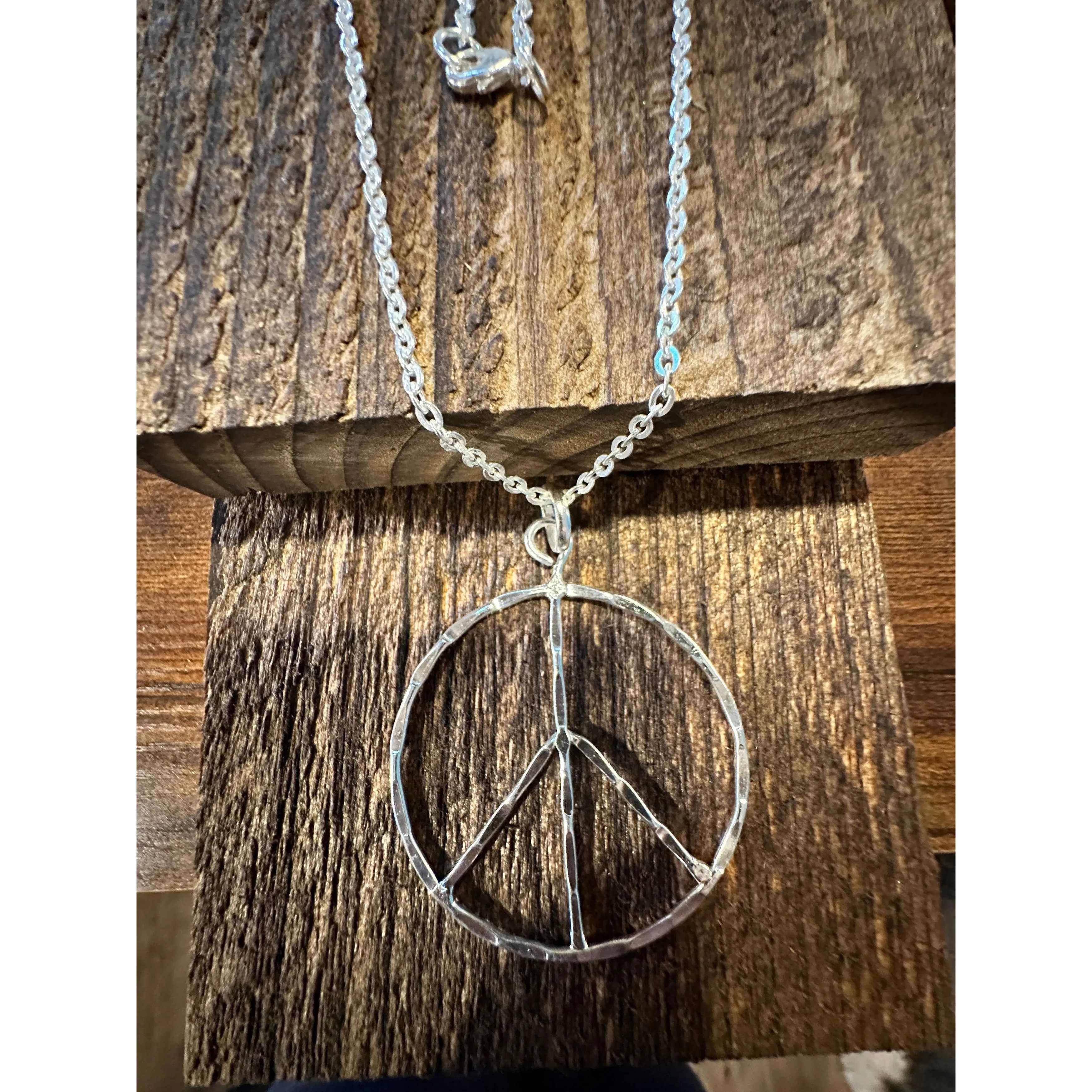 Other Handmade Artesian Hippie Silver Plated Peace Sign Necklace C Size ONE SIZE - 4 Thumbnail