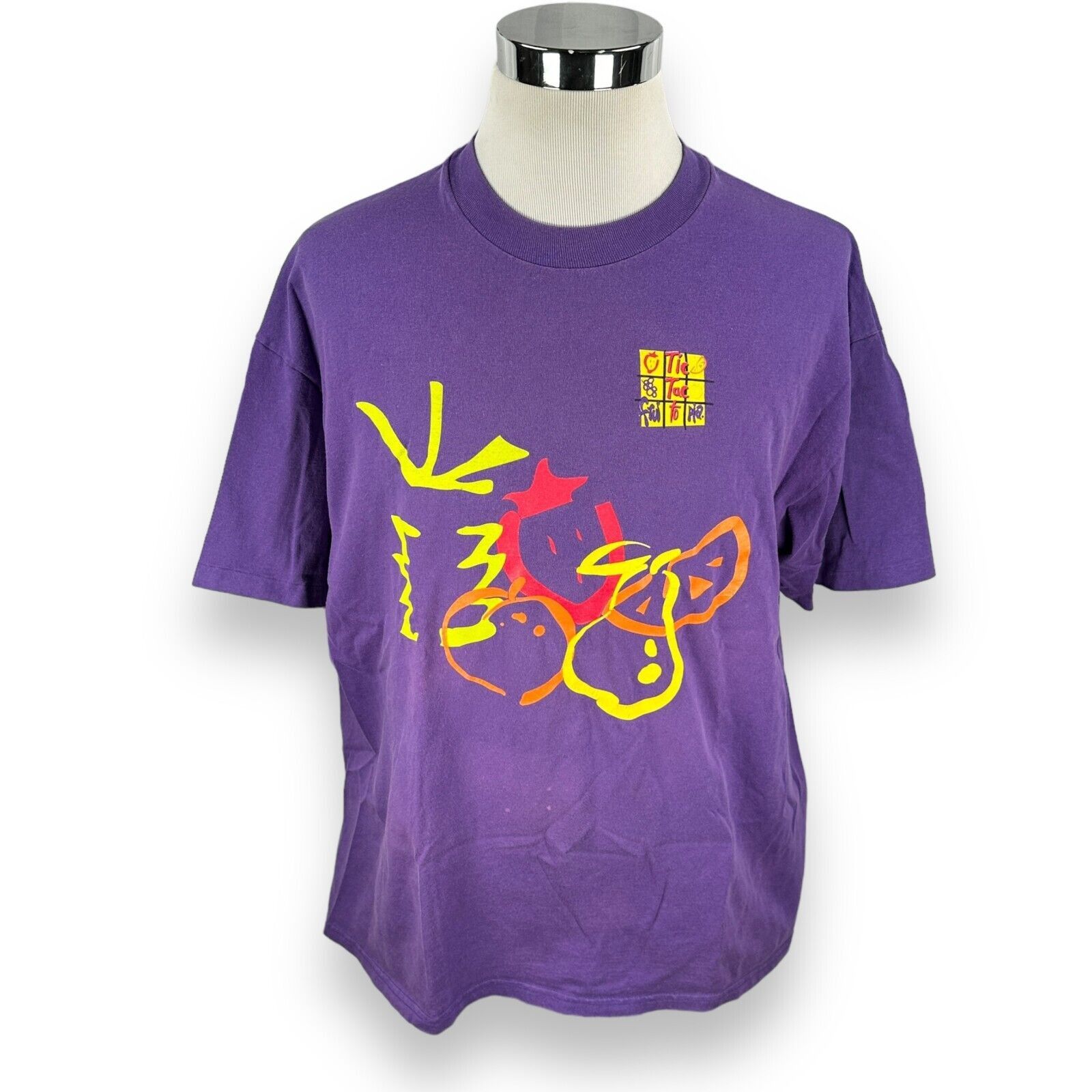 Hanes Vintage Frutopia Tic Tac Toe T-Shirt XL Purple Crew Neck 90s Size US XL / EU 56 / 4 - 1 Thumbnail