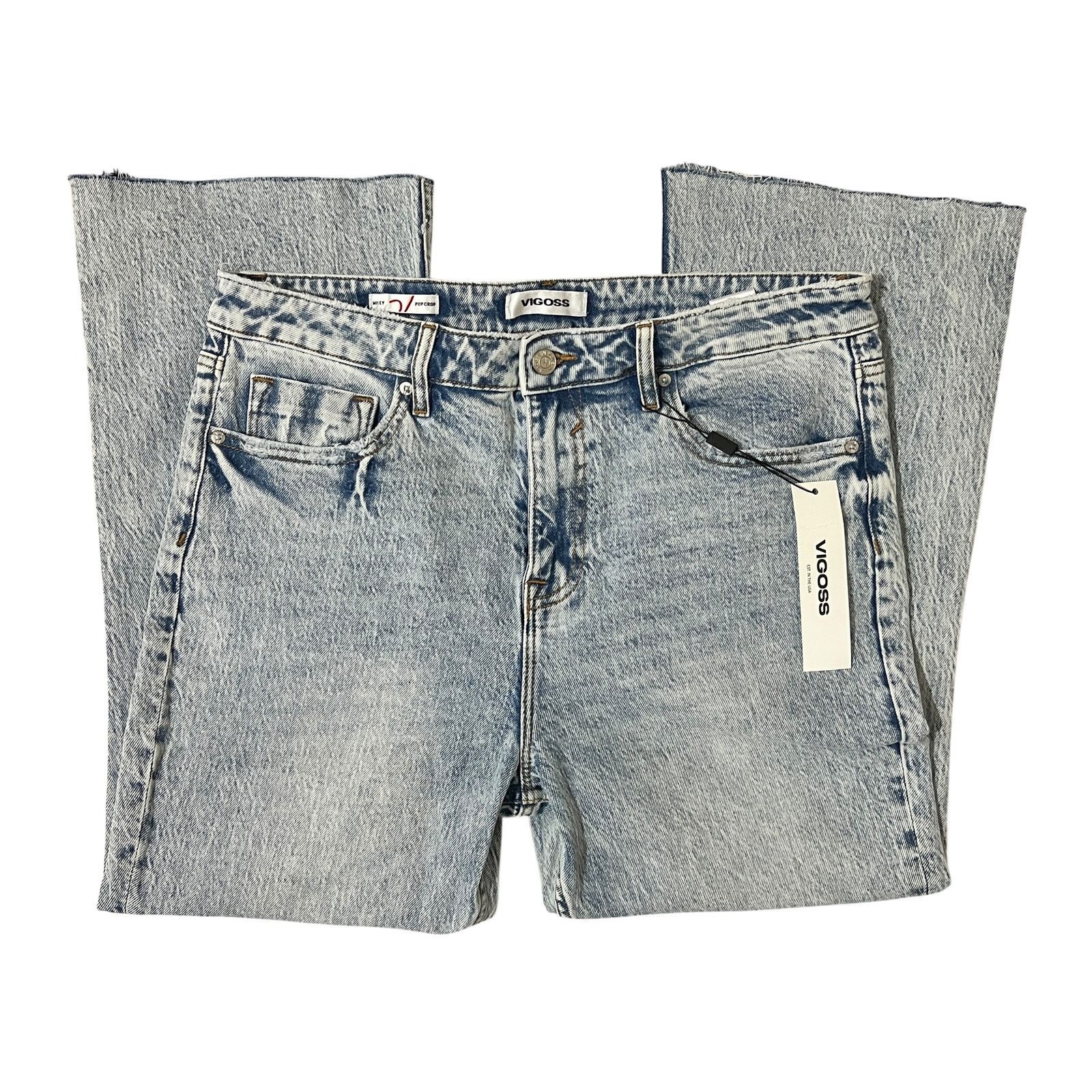 Other Miley Pop Crop Bootcut Jeans - Raw Hem Edge Zip Fly Button Size 32" / US 10 / IT 46 - 1 Thumbnail