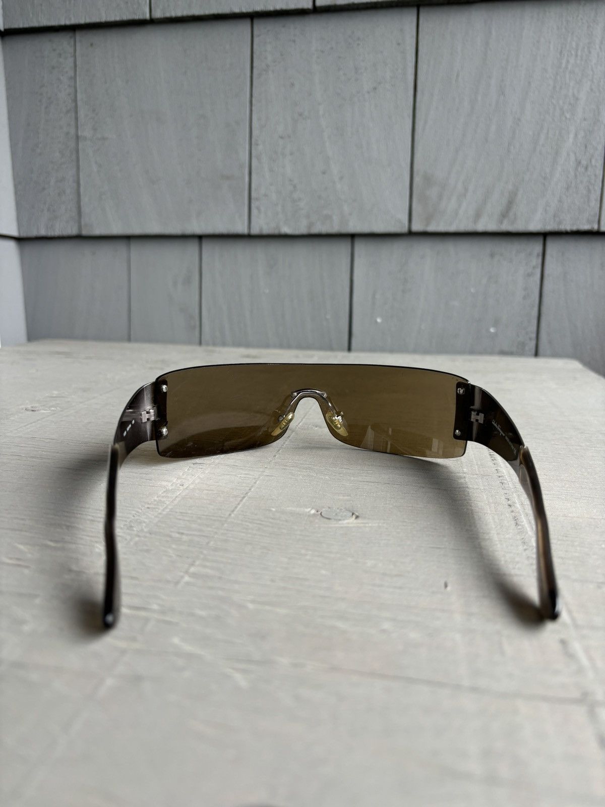 Designer × Salvatore Ferragamo × Vintage 2000s Ferragamo Sunglasses Y2K Rimless Shield Metal 1029 00s Size ONE SIZE - 13 Thumbnail