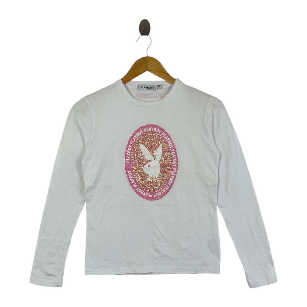 Playboy Vintage PLAYBOY BUNNY COLLECTION Embossed Tee Shirt Top Size M / US 6-8 / IT 42-44 - 1 Thumbnail