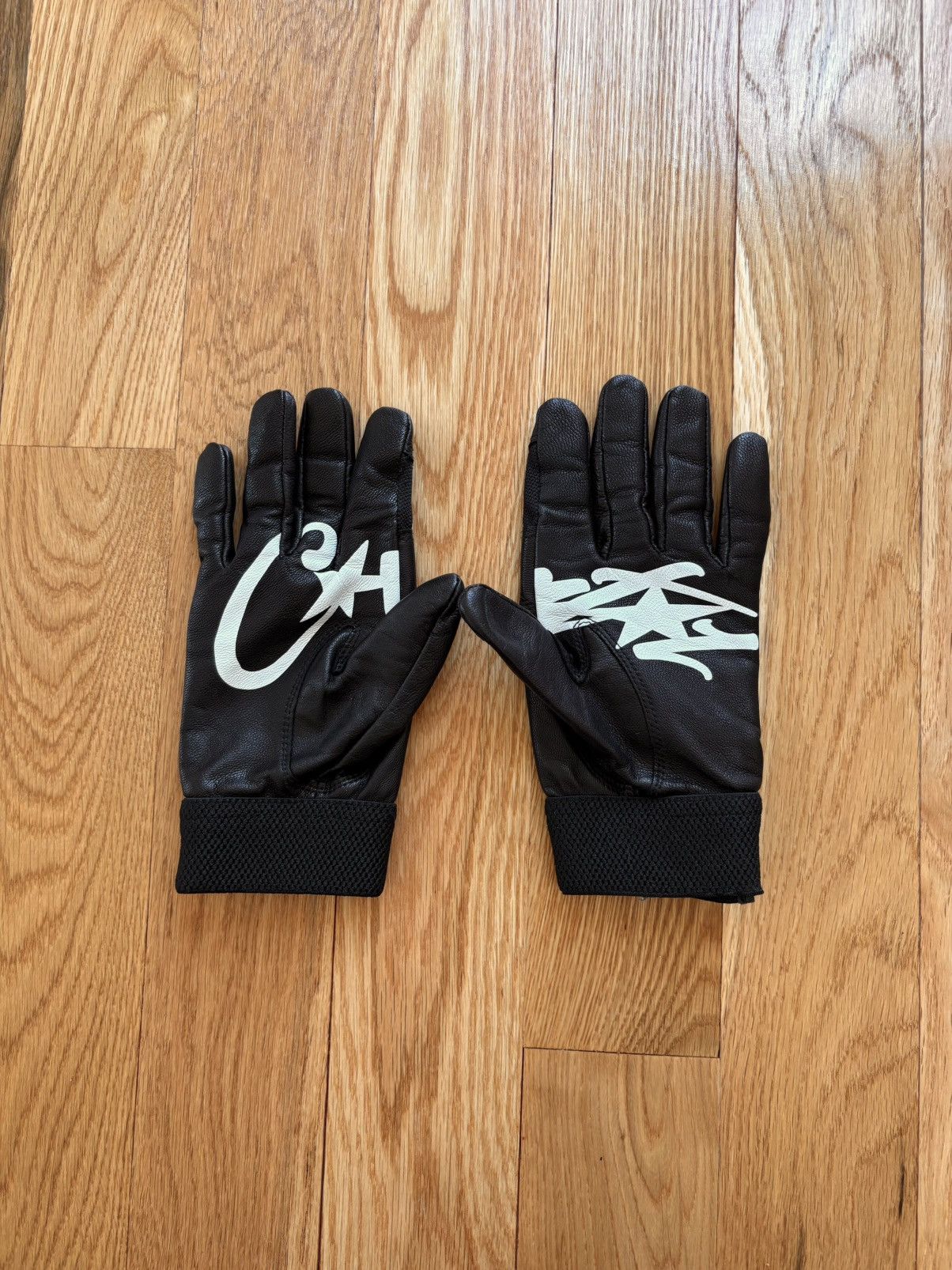 Corteiz RTW Rulez The World Black Leather Logo Gloves S/M