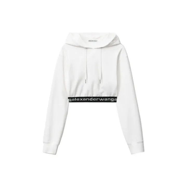 Alexander Wang Alexander Wang Logo Hooded Cropped Sweatshirt - Size XS / US 0-2 / IT 36-38 - 1 Thumbnail
