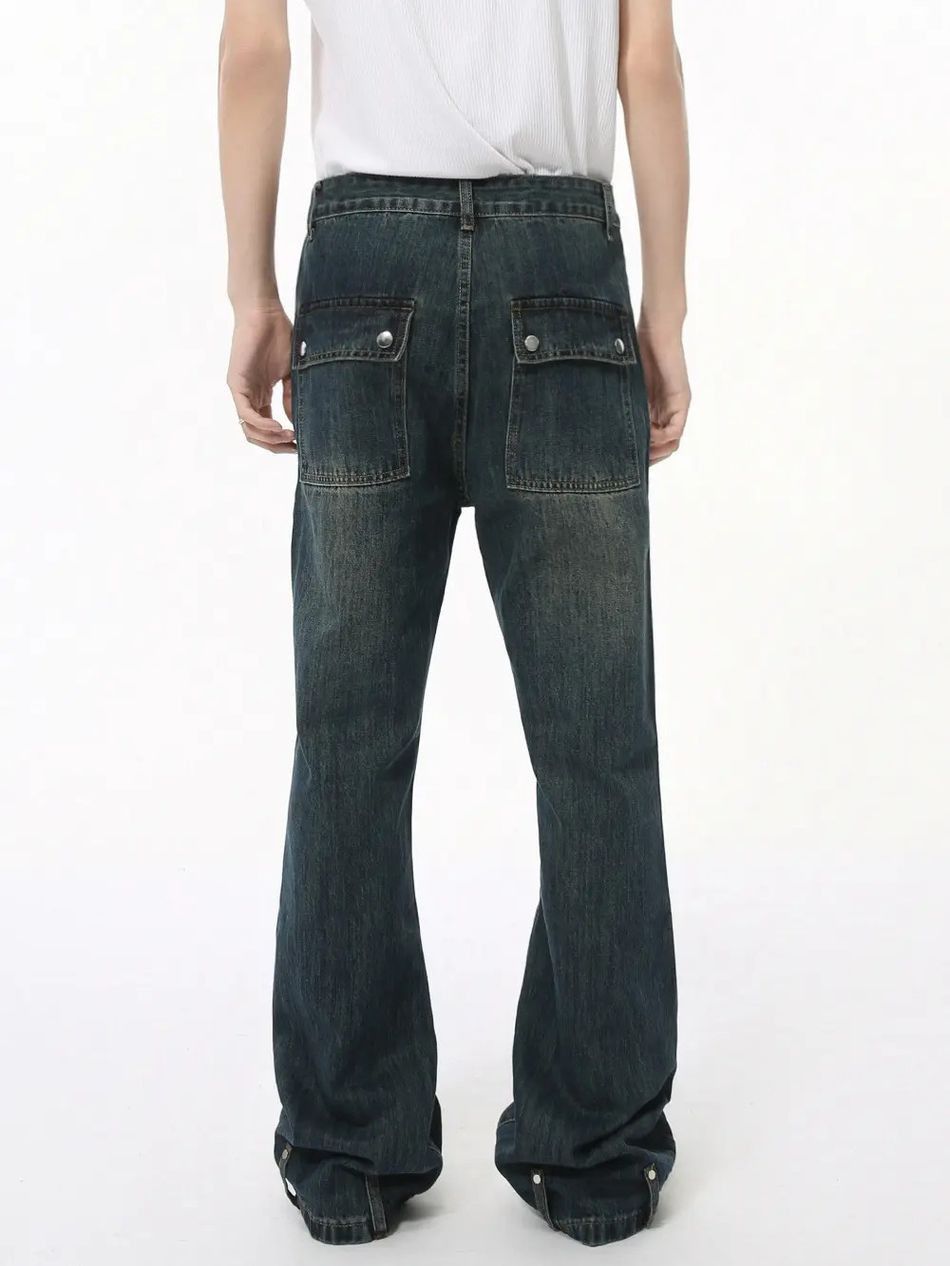 Japanese Brand Retro pocket patchwork micro flared jeans Size US 32 / EU 48 - 4 Thumbnail