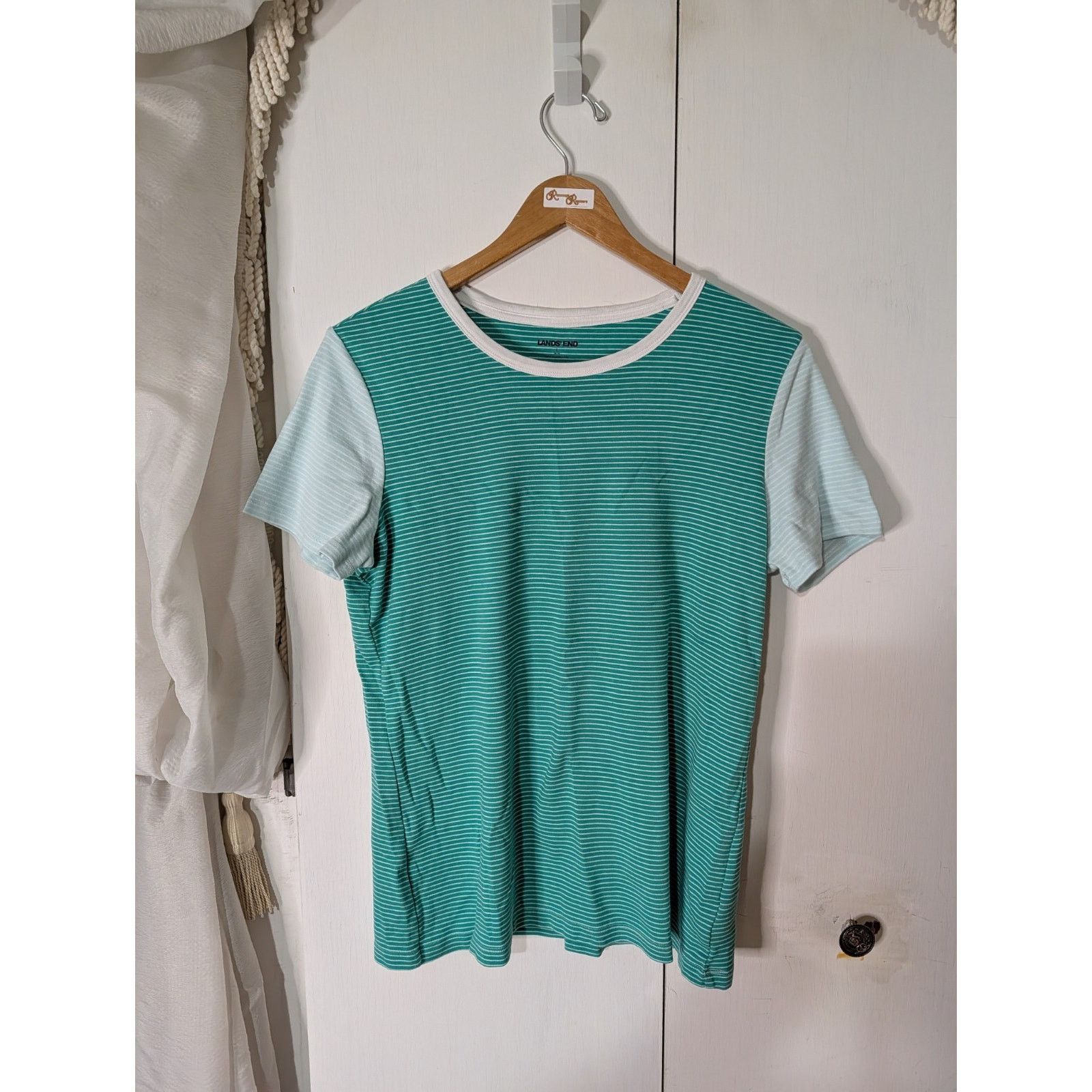 Lands' End Lands End Womens Global Stripe Short Sleeve Tee TShirt Large Size L / US 10 / IT 46 - 2 Thumbnail