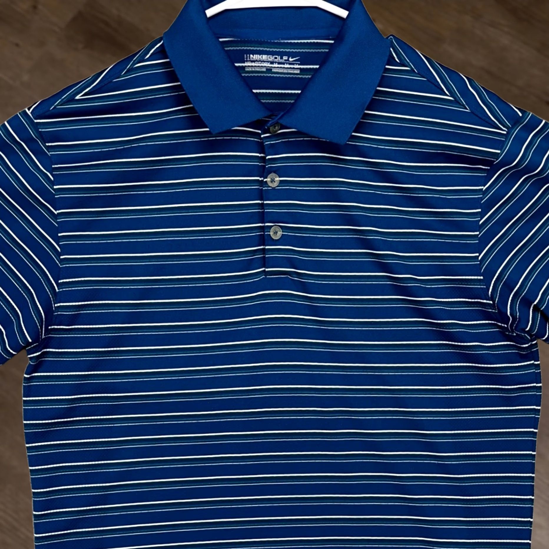 Nike Nike Golf Polo Shirt Mens Medium Blue Striped Rugby Performance Dry Fit Swoosh Outdoor Size US M / EU 48-50 / 2 - 1 Thumbnail