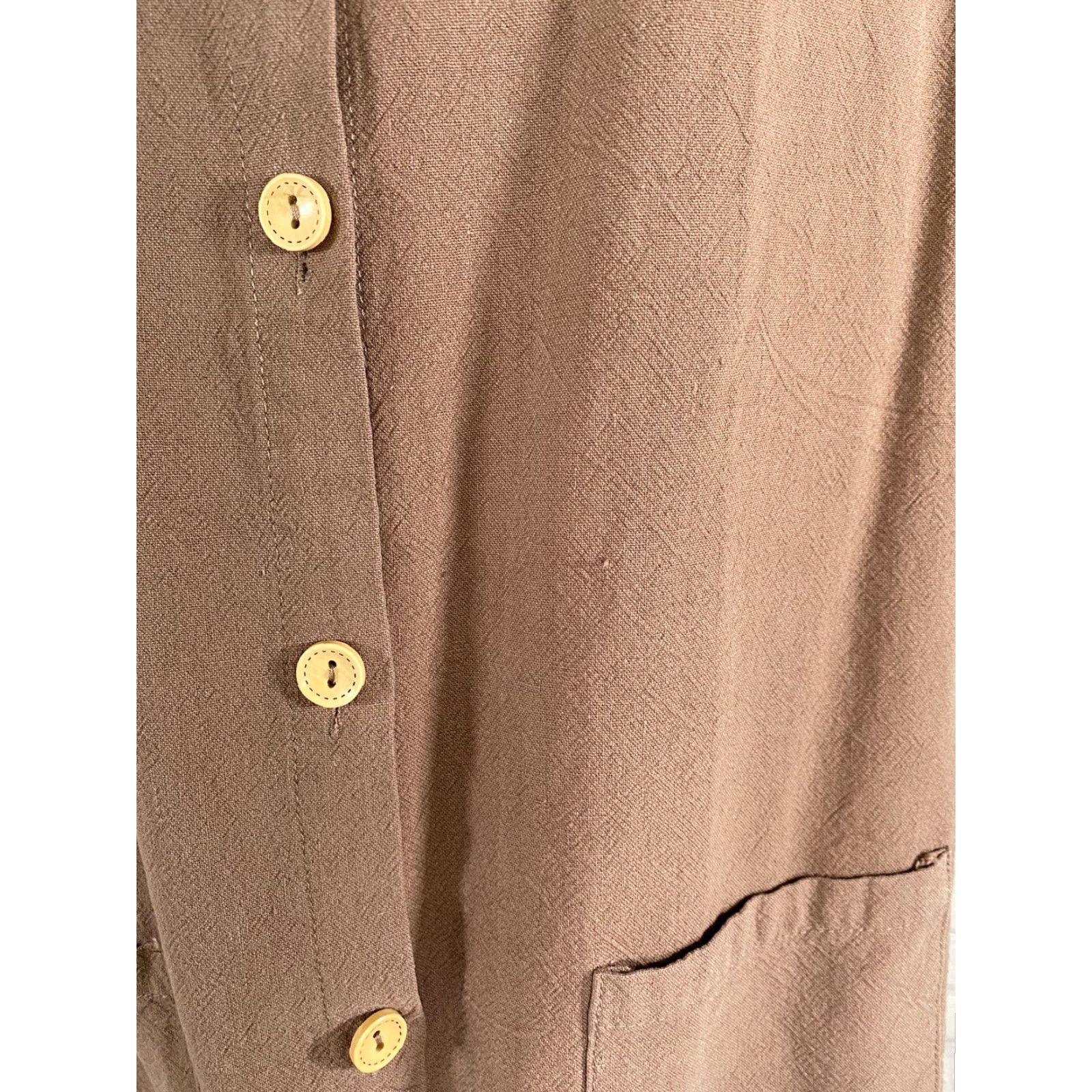 Vintage Ecupper Brown Short Sleeve Button-Up Pockets M Medium Shirt Women Regular Size 32" / US 10 / IT 46 - 6 Thumbnail