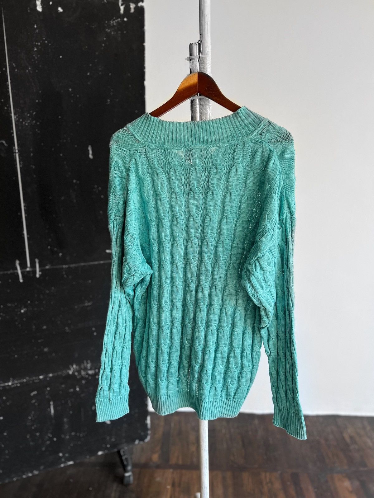 Marimekko × Vintage Marimekko Womens Vintage Aqua 90s Long Sleeve Knit Sweater Size L / US 10 / IT 46 - 3 Thumbnail