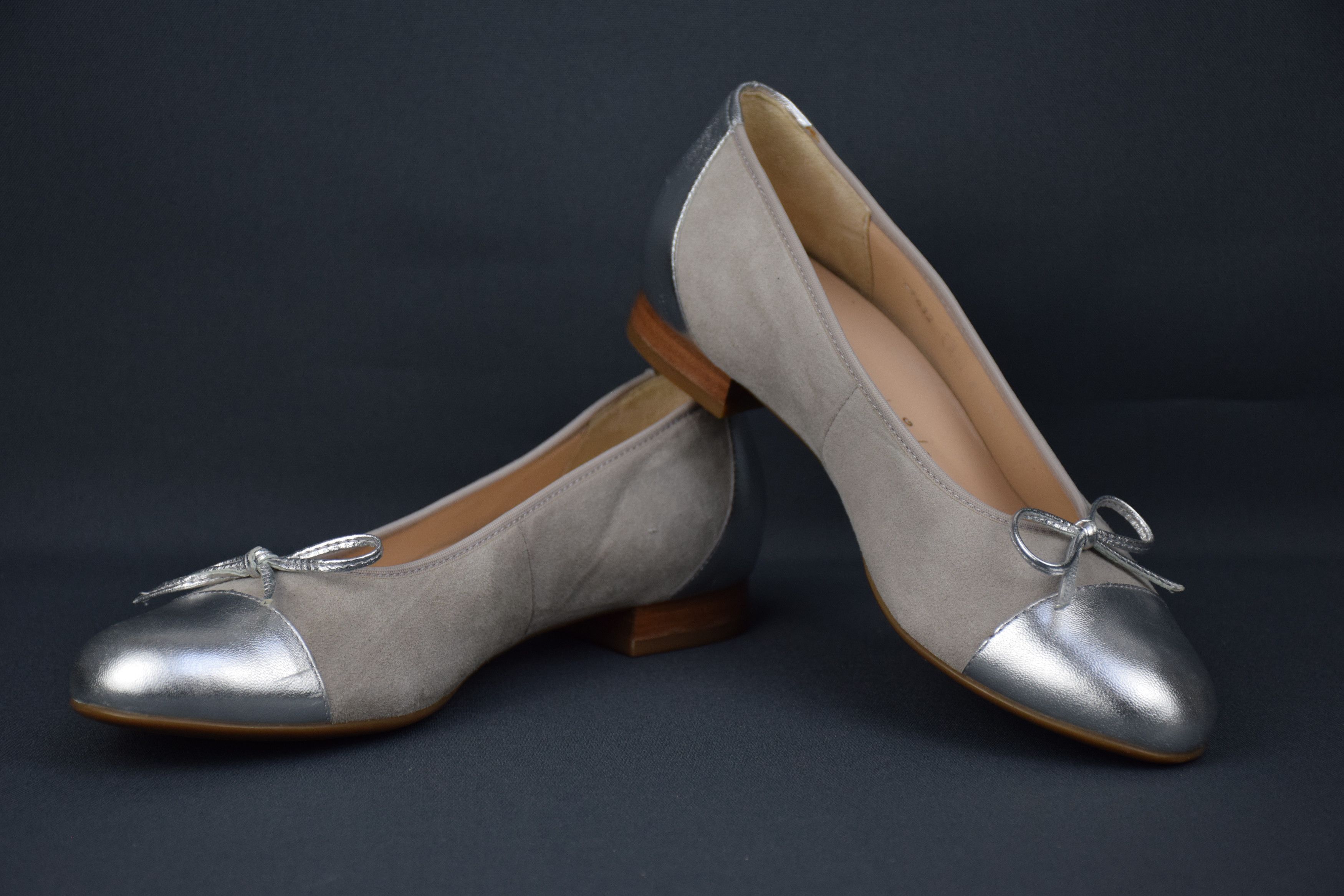 Handmade HASSIA Fermo-G Gray Bow Suede Ballet US 6 UK 3.5 Eu 37 Size US 6 / IT 36 - 5 Thumbnail