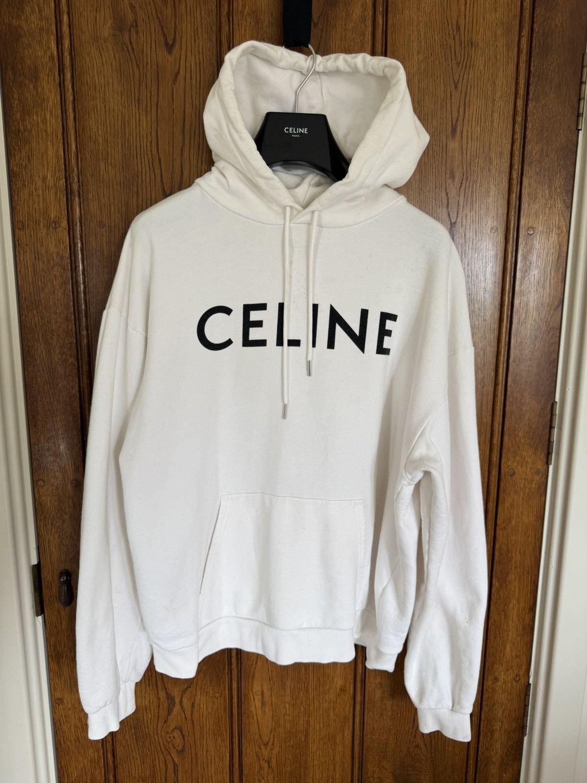 Celine Celine white black logo hoodie Hedi Slimane grail XL Size US XL / EU 56 / 4 - 1 Thumbnail