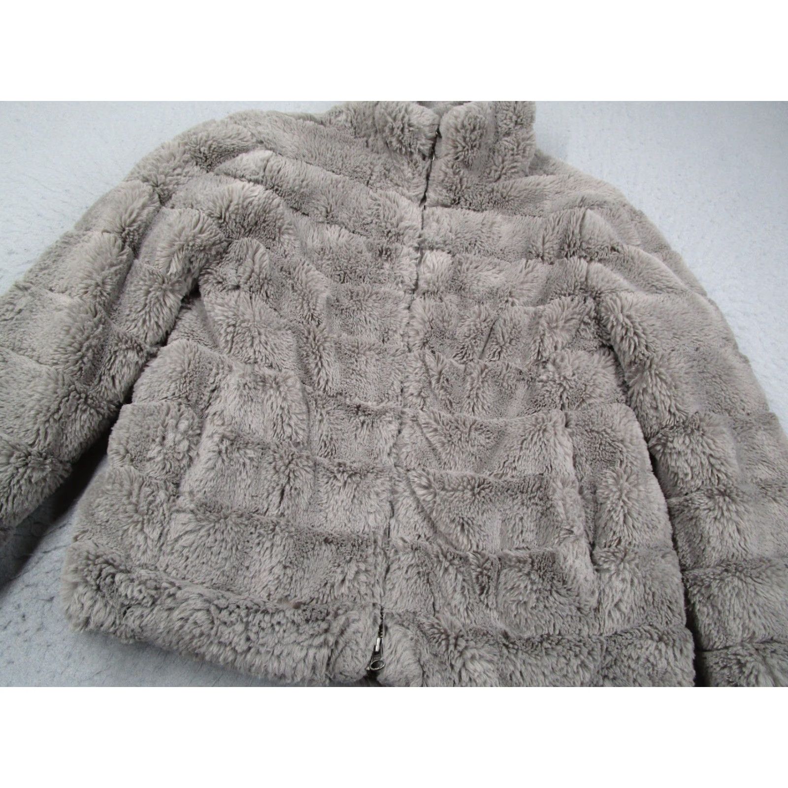 Vintage Dylan Los Angeles Jacket Womens Large Gray Faux Fur YKK Zip Plush Stand Collar Size L / US 10 / IT 46 - 2 Thumbnail