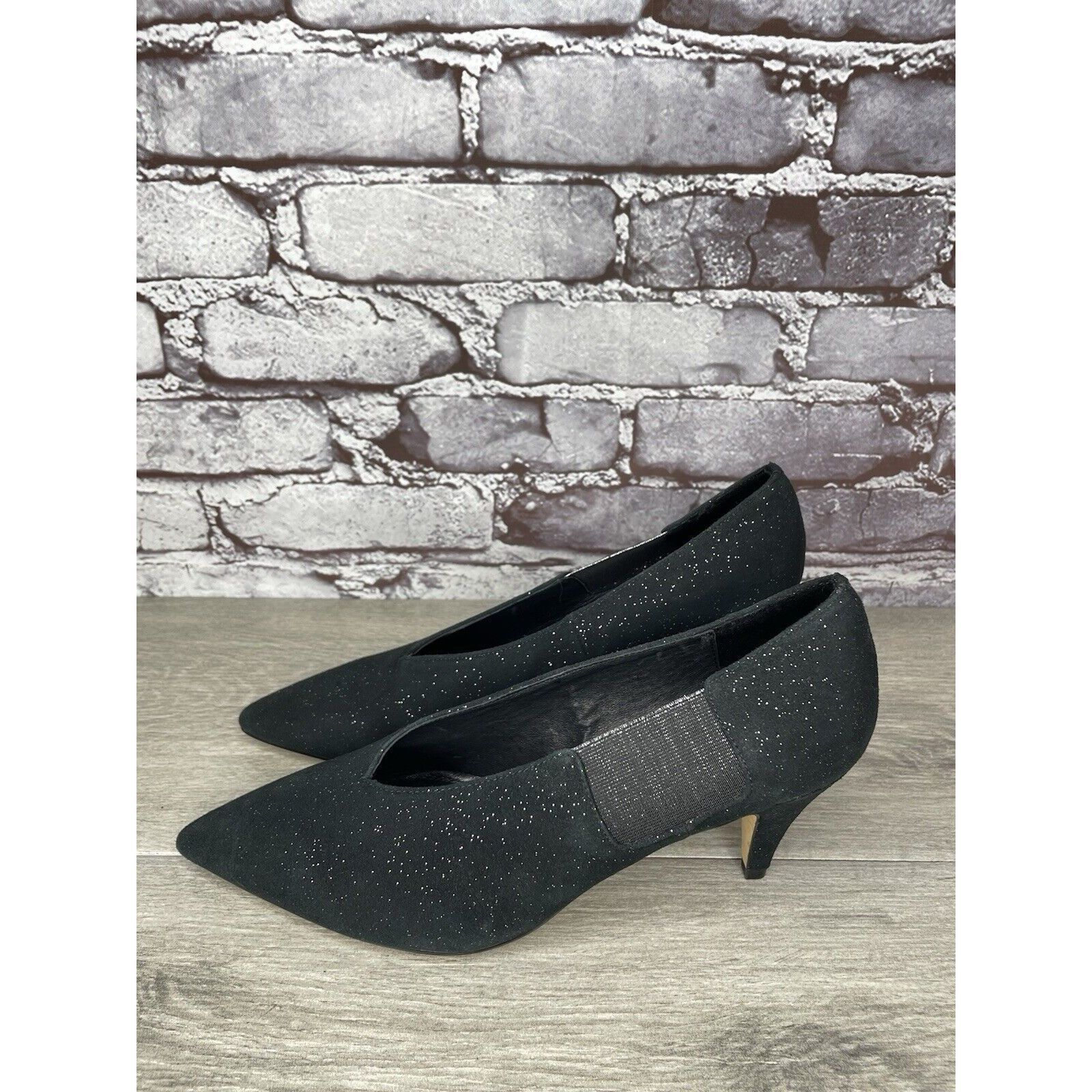 Free People Free People Black Suede Glitter Slip On Pointed Toe Heels Wo Size US 8.5 / IT 38.5 - 10 Thumbnail