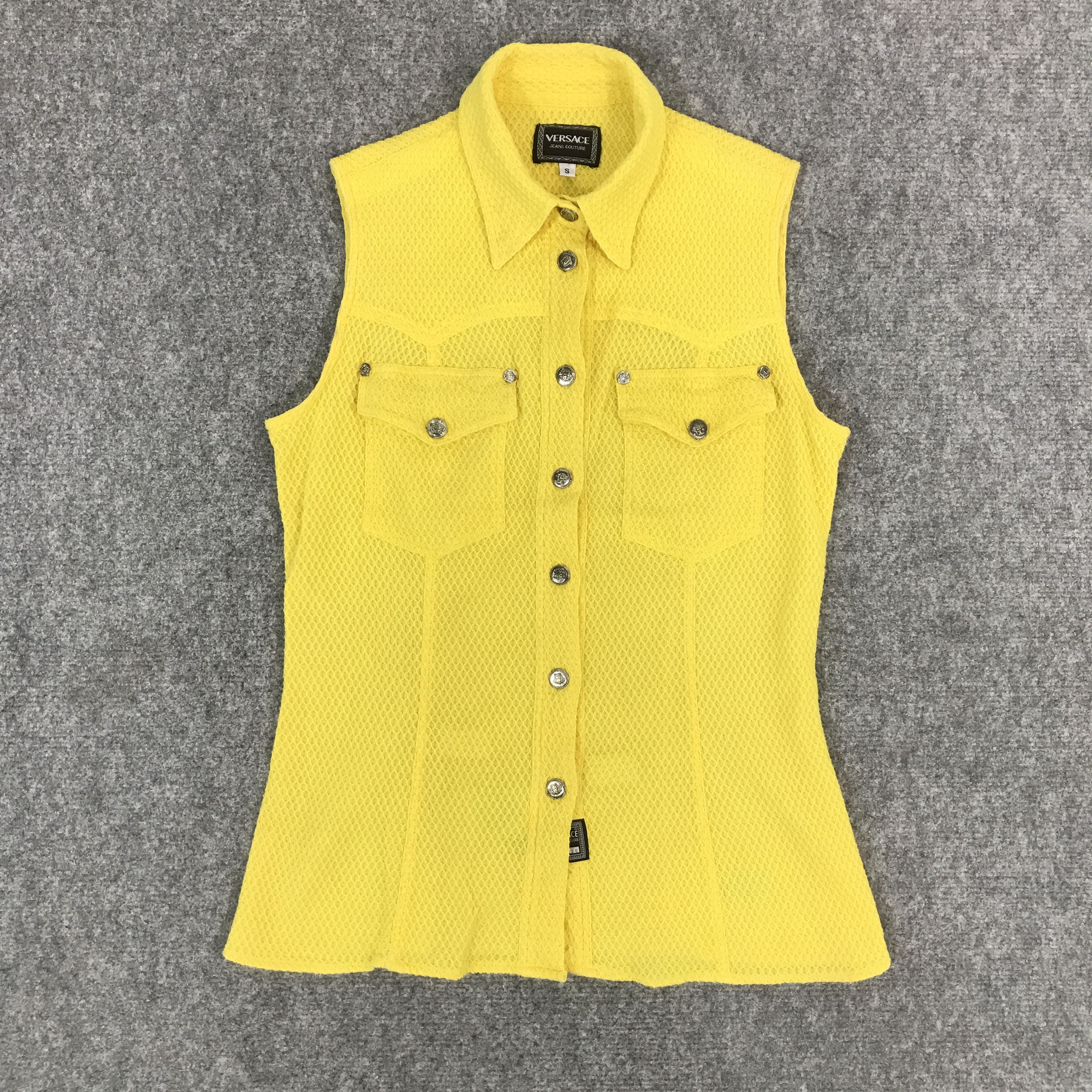 Versace VERSACE YELLOW BUTTON SHORT SLEEVE JACKET Size US S / EU 44-46 / 1 - 1 Thumbnail