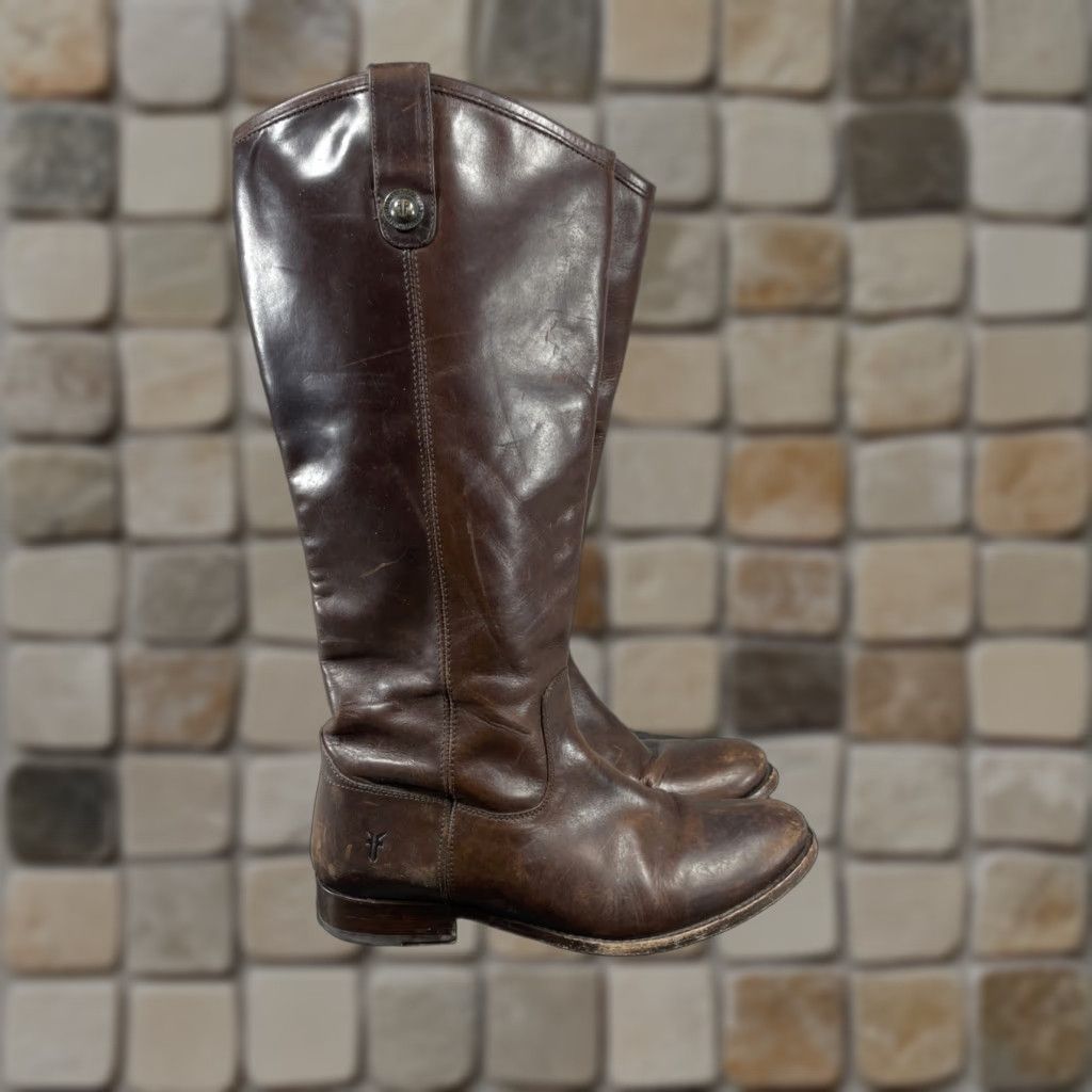 VINTAGE Frye Women's Mid Calf Leather Riding Boots Size Brown