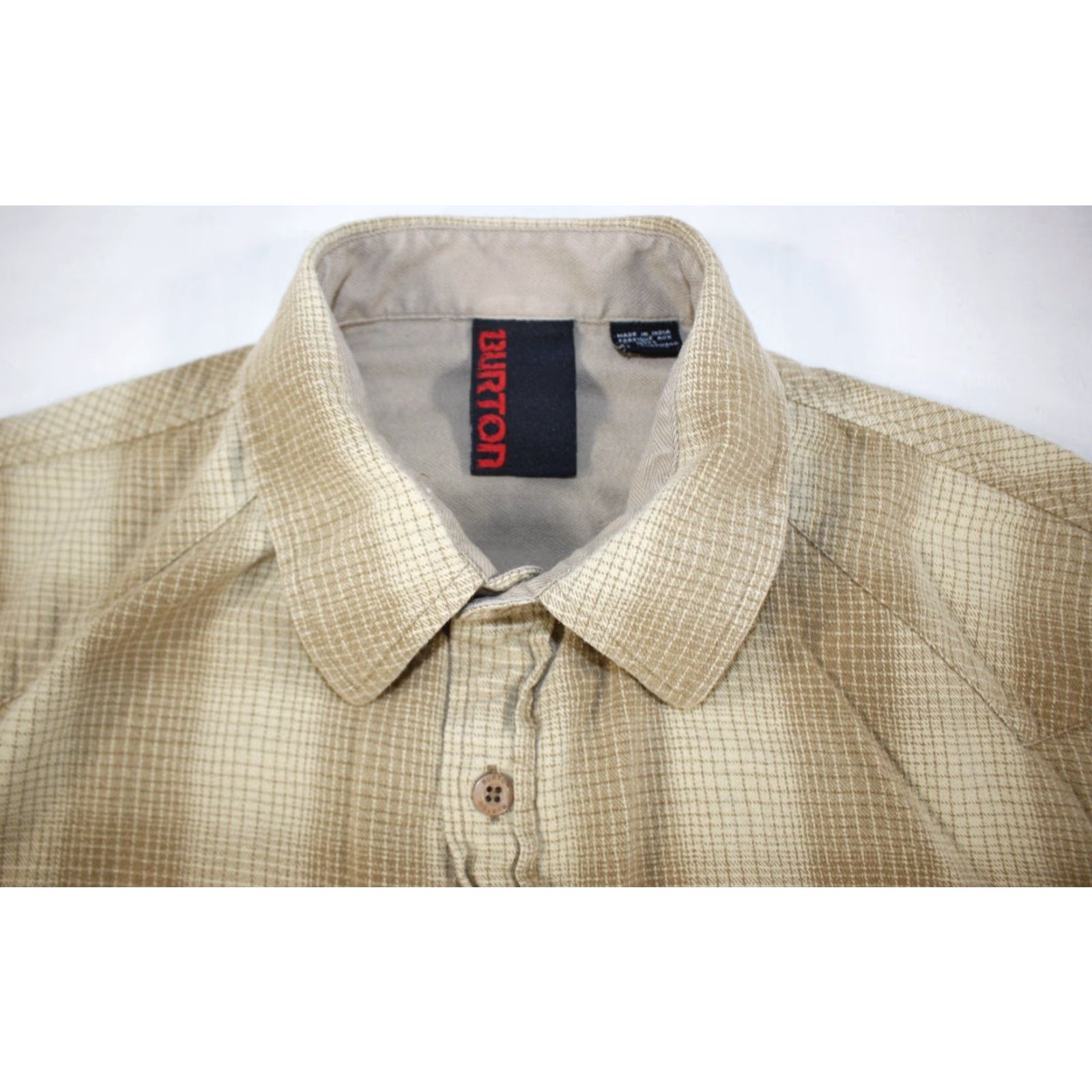 Burton Burton Shirt Men's Medium Flannel Button Down 100% Cotton Plaid Beige Size US M / EU 48-50 / 2 - 5 Thumbnail