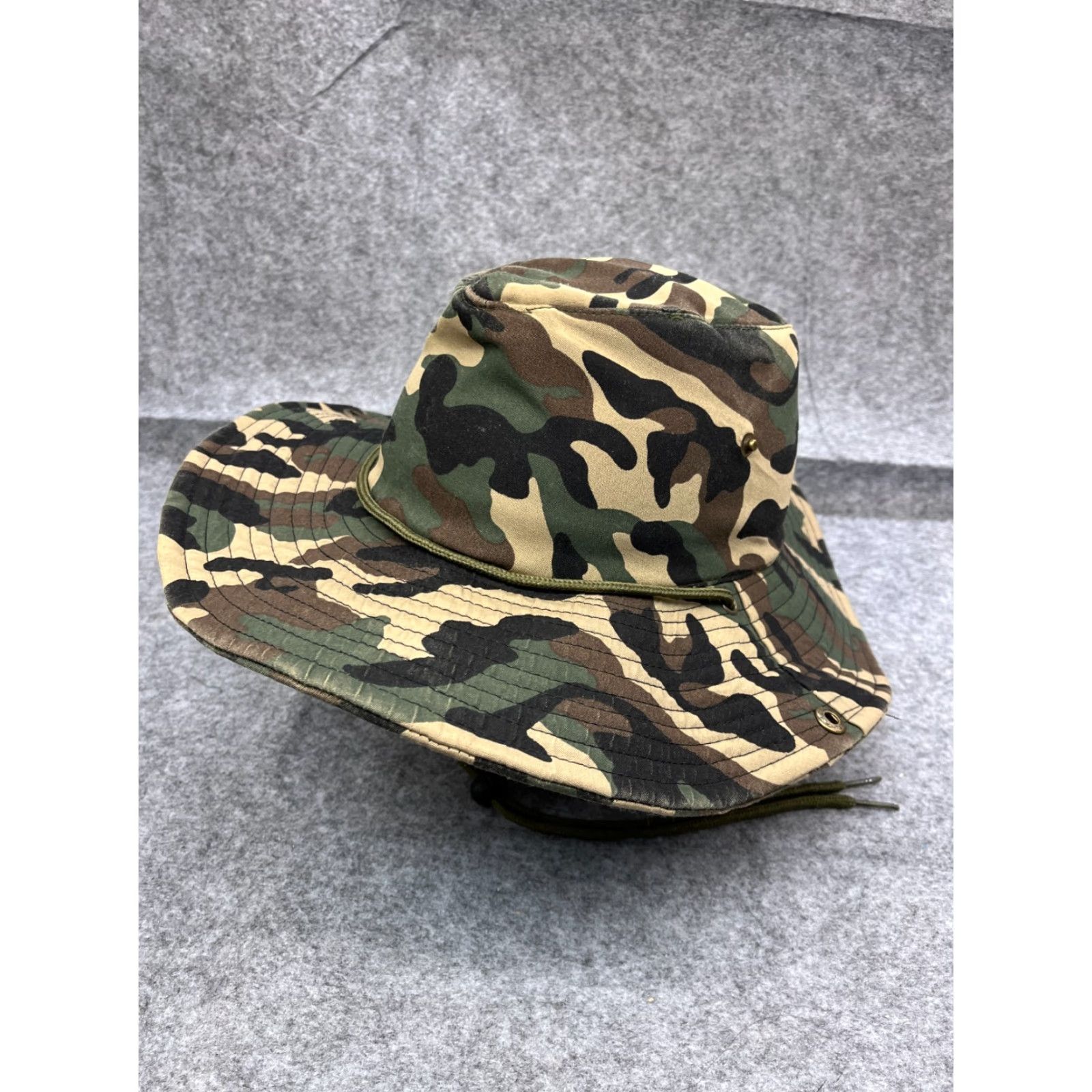 Vintage Green Camo Boonie Hat Adult Medium Cotton Lightweight Outdoor Camp Unisex Size ONE SIZE - 4 Thumbnail