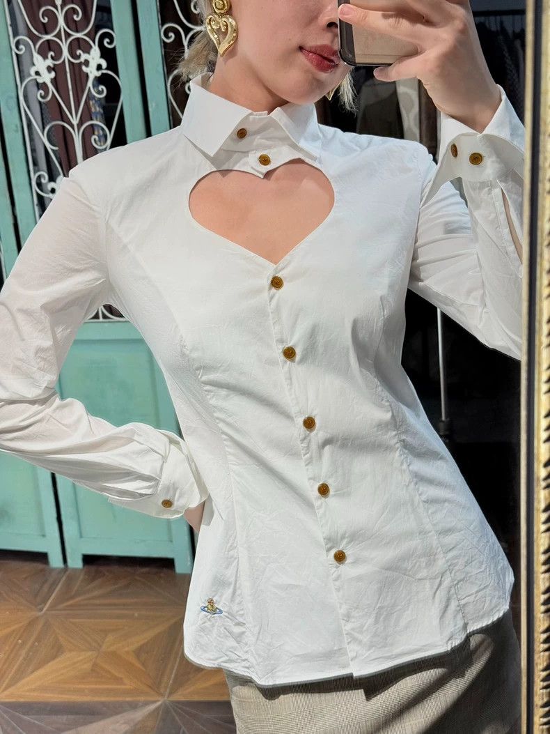 Vivienne Westwood Vivienne Westwood White shirt with hollowed out heart on t Size M / US 6-8 / IT 42-44 - 2 Thumbnail