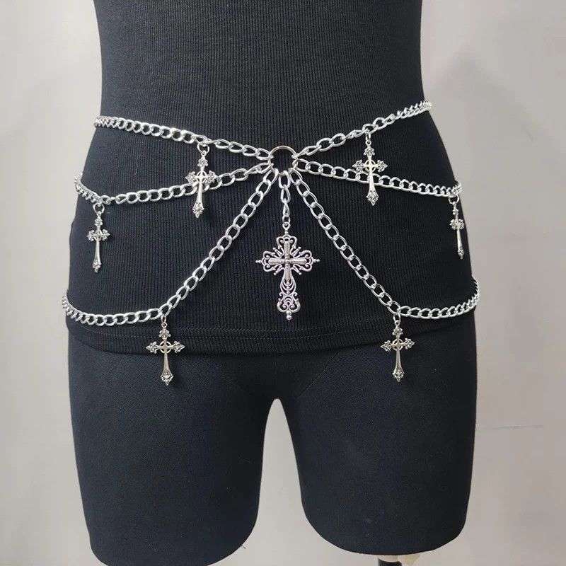 Jewelry Waist Chain Cross Layered Tassel Belly Chains Size ONE SIZE - 3 Thumbnail