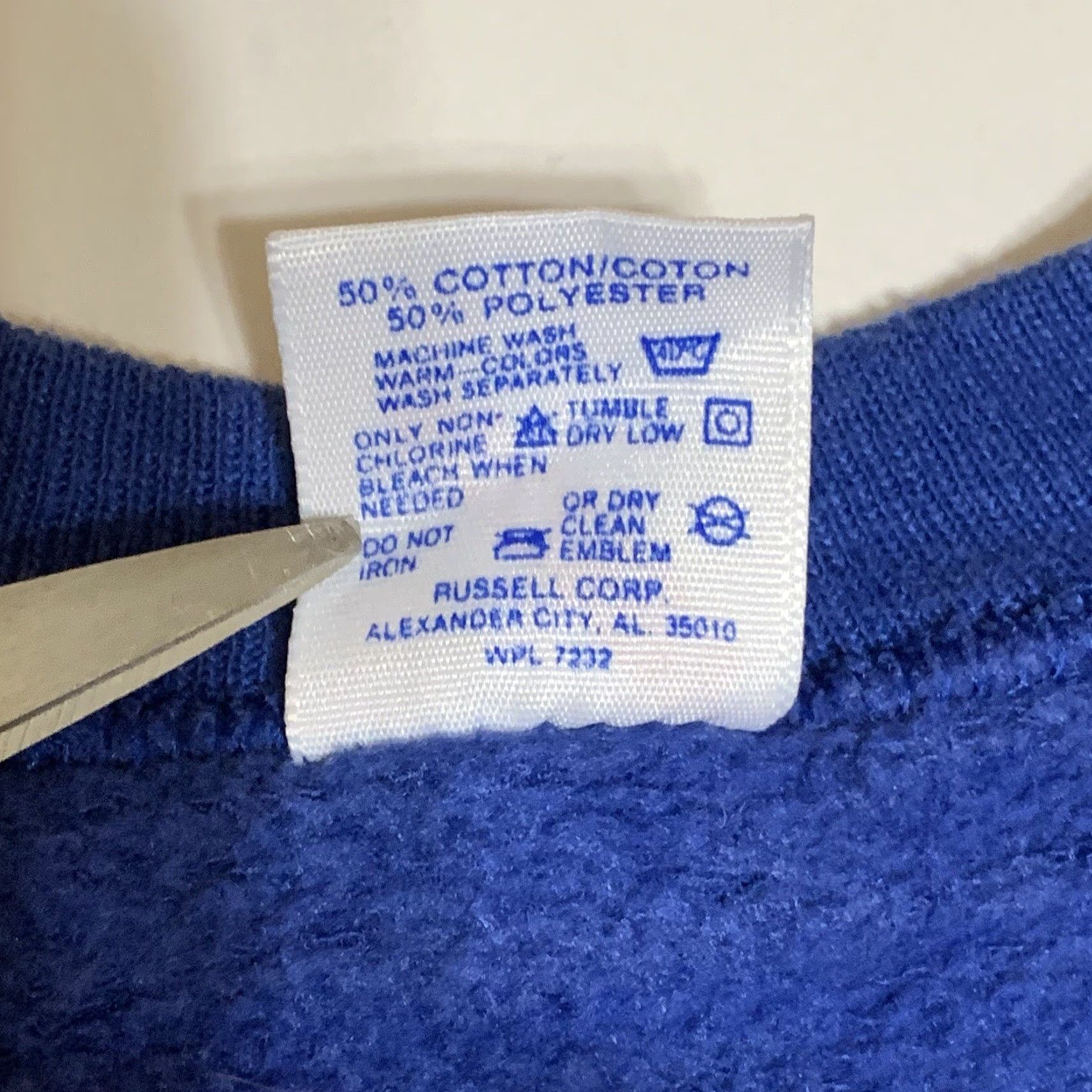 Jerzees VINTAGE Jerzees Sweatshirt Crew Neck Mens Sweatshirt XL L/M Blue 90s Retro Grunge USA Stains Pattern Solid Long Sleeve Vintage Size US L / EU 52-54 / 3 - 7 Thumbnail