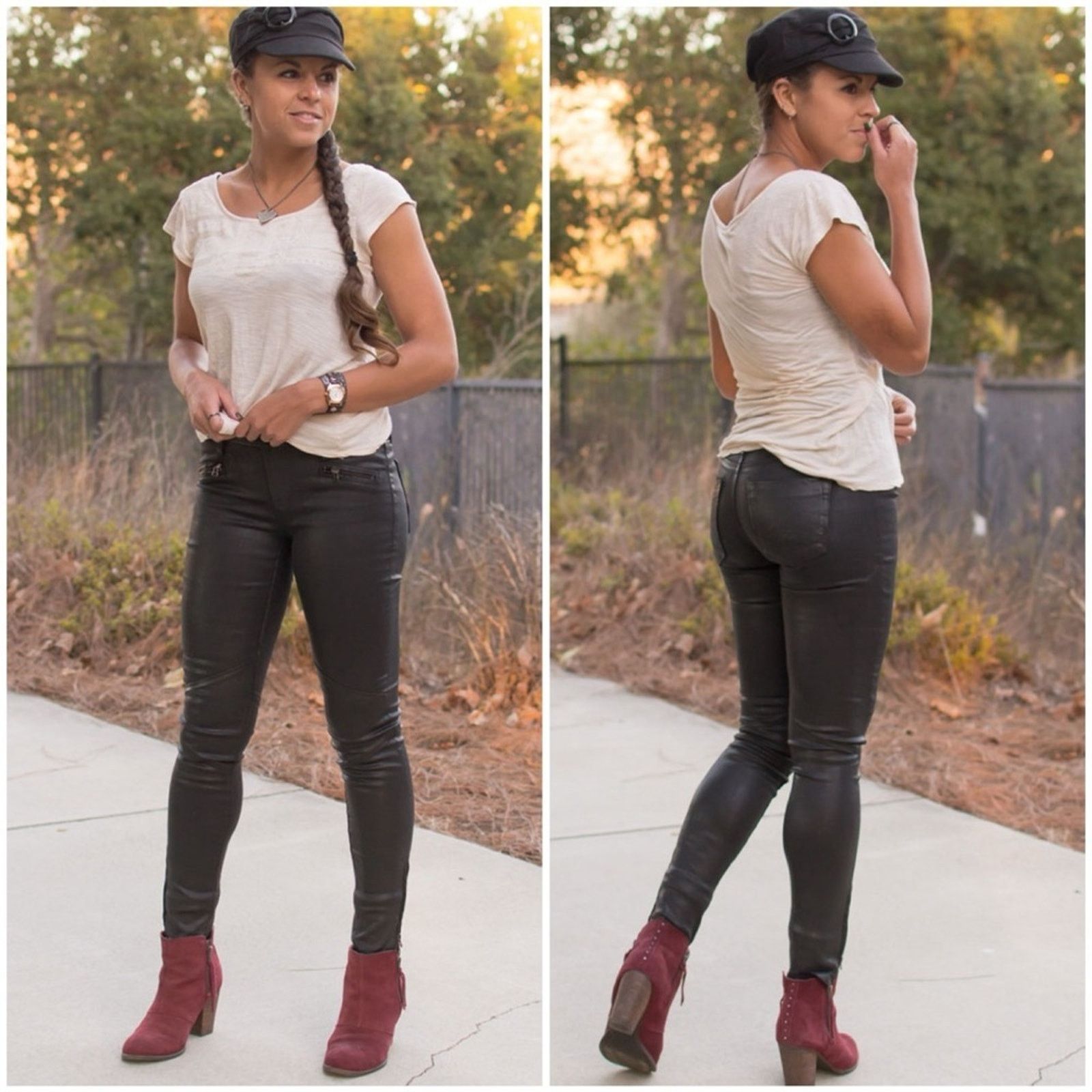 Cult of Individuality Moto Skinny Leather Straight Jeans 27