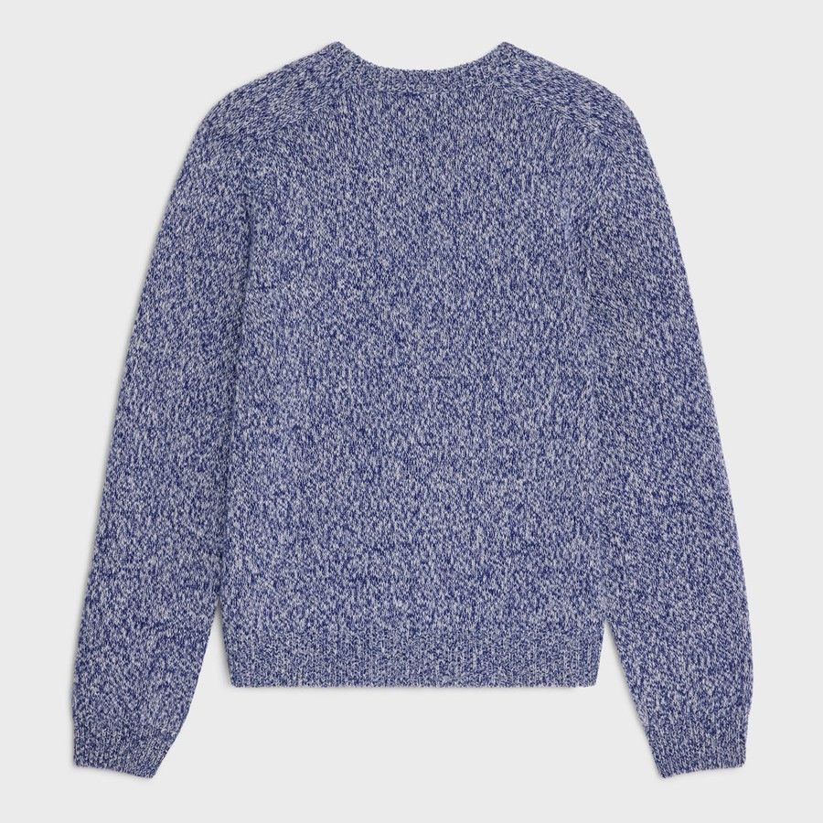 Celine o1d2blof0226 Wool and Cashmere Jumper Sweater in Blue/White Size US L / EU 52-54 / 3 - 1 Thumbnail
