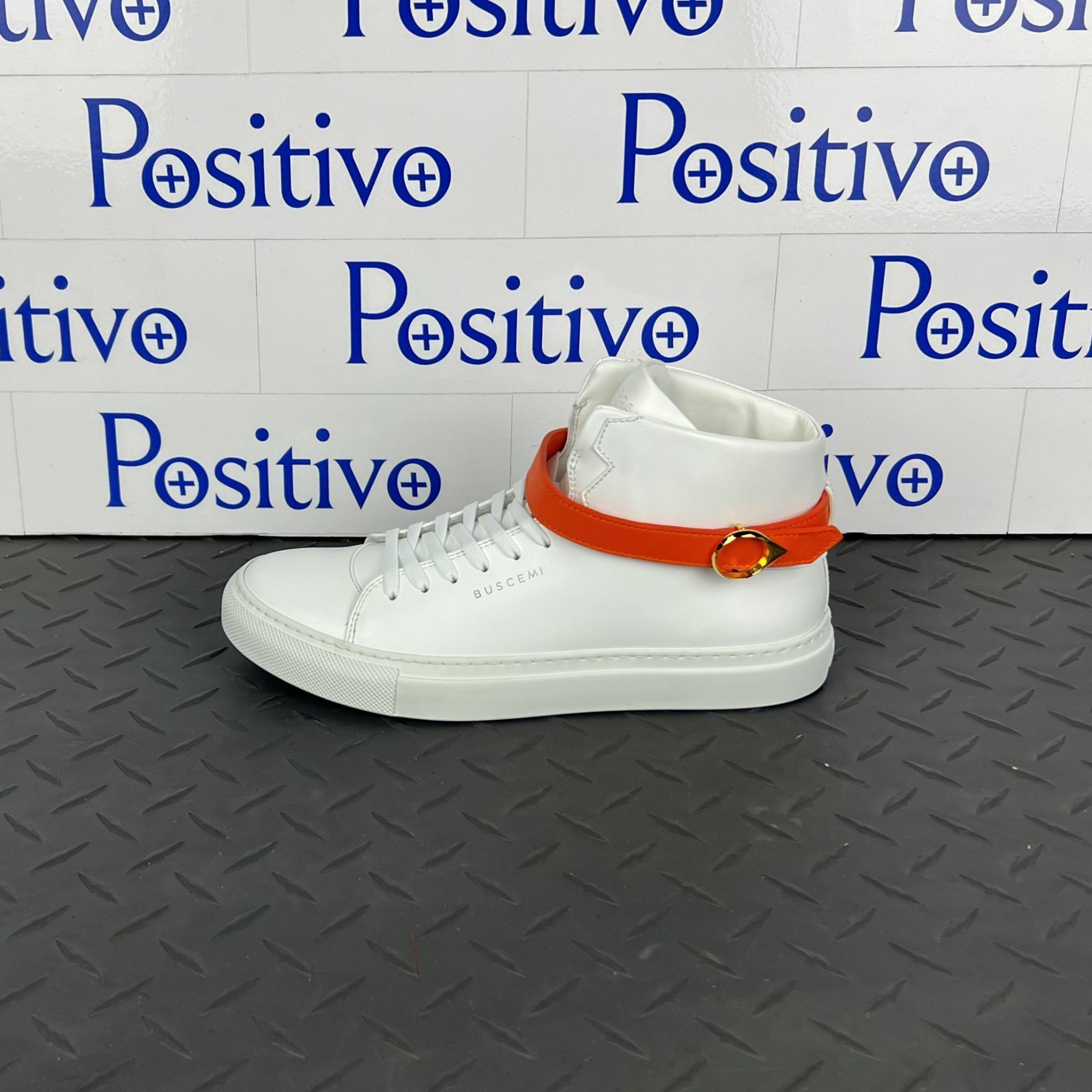 image of Buscemi Womens 100Mm Belt White Leather Sneakers Us 8